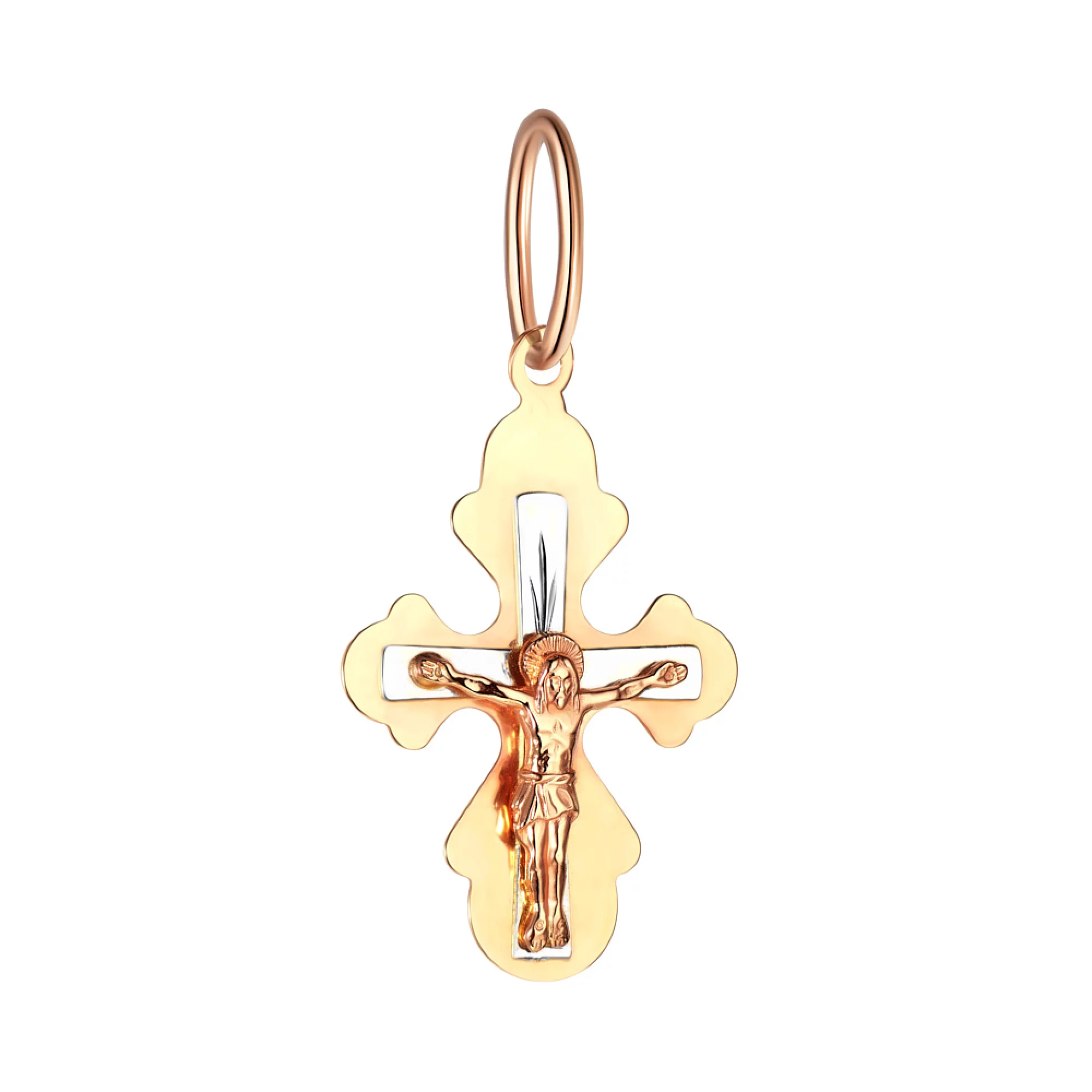 Крестик из комбинированого золота - 966077 – изображение 1