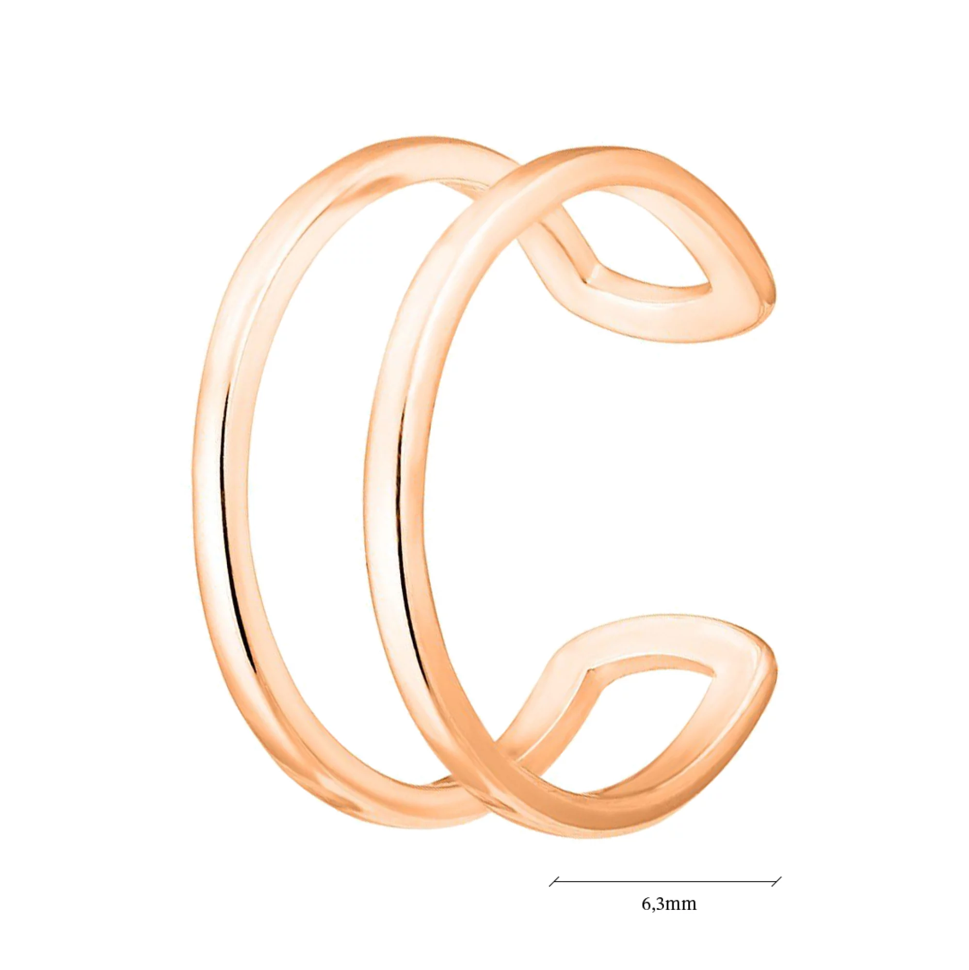 Кольцо двойное из красного золота на фалангу - 815485 – изображение 2