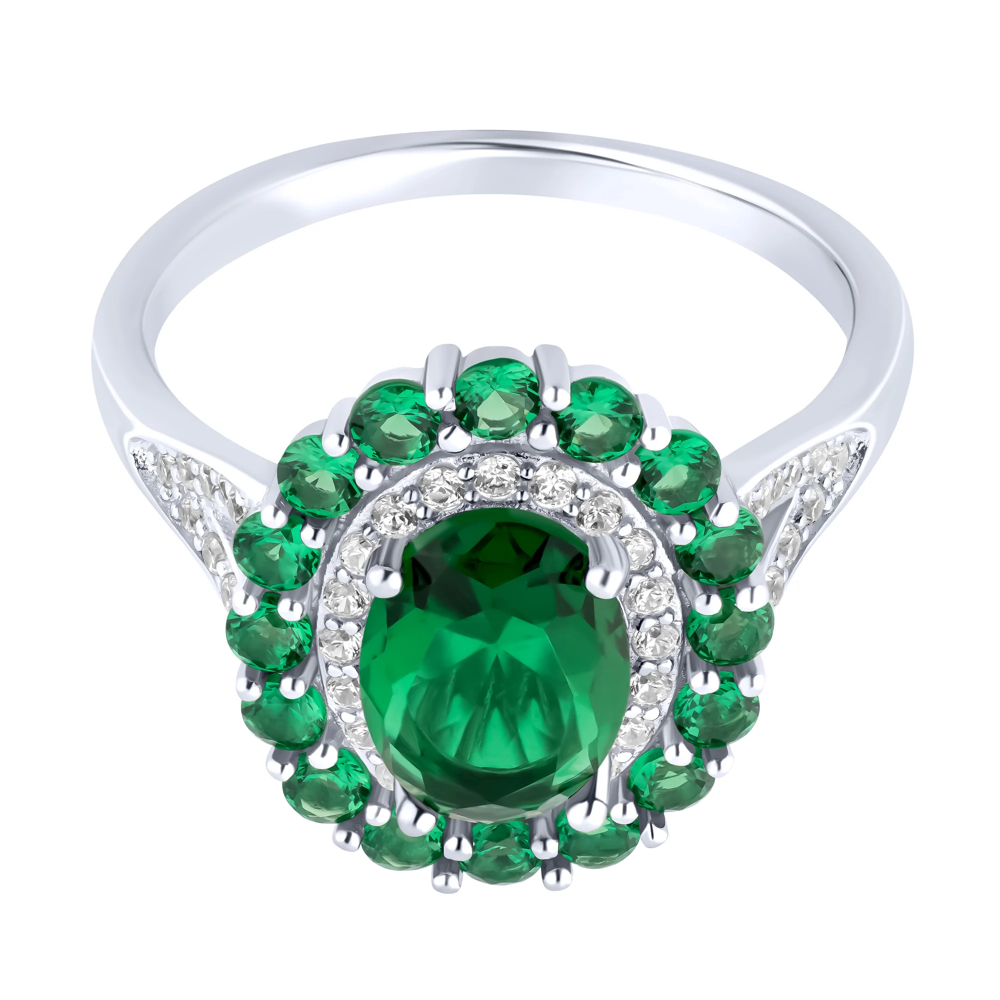 Серебряное кольцо с фианитами и альпинитами  - 2216763 - 2