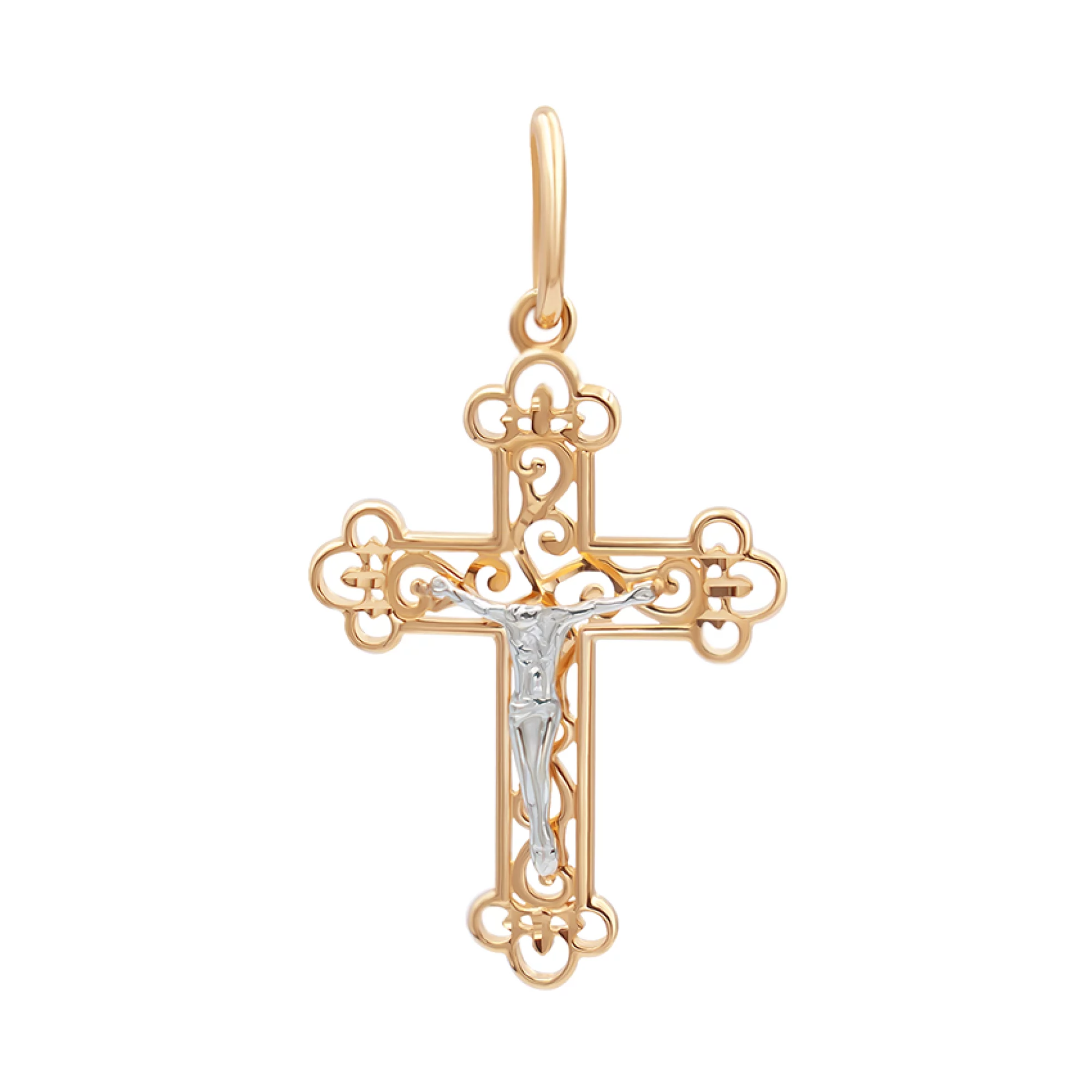 Крестик из комбинированного золота - 815627 – изображение 1