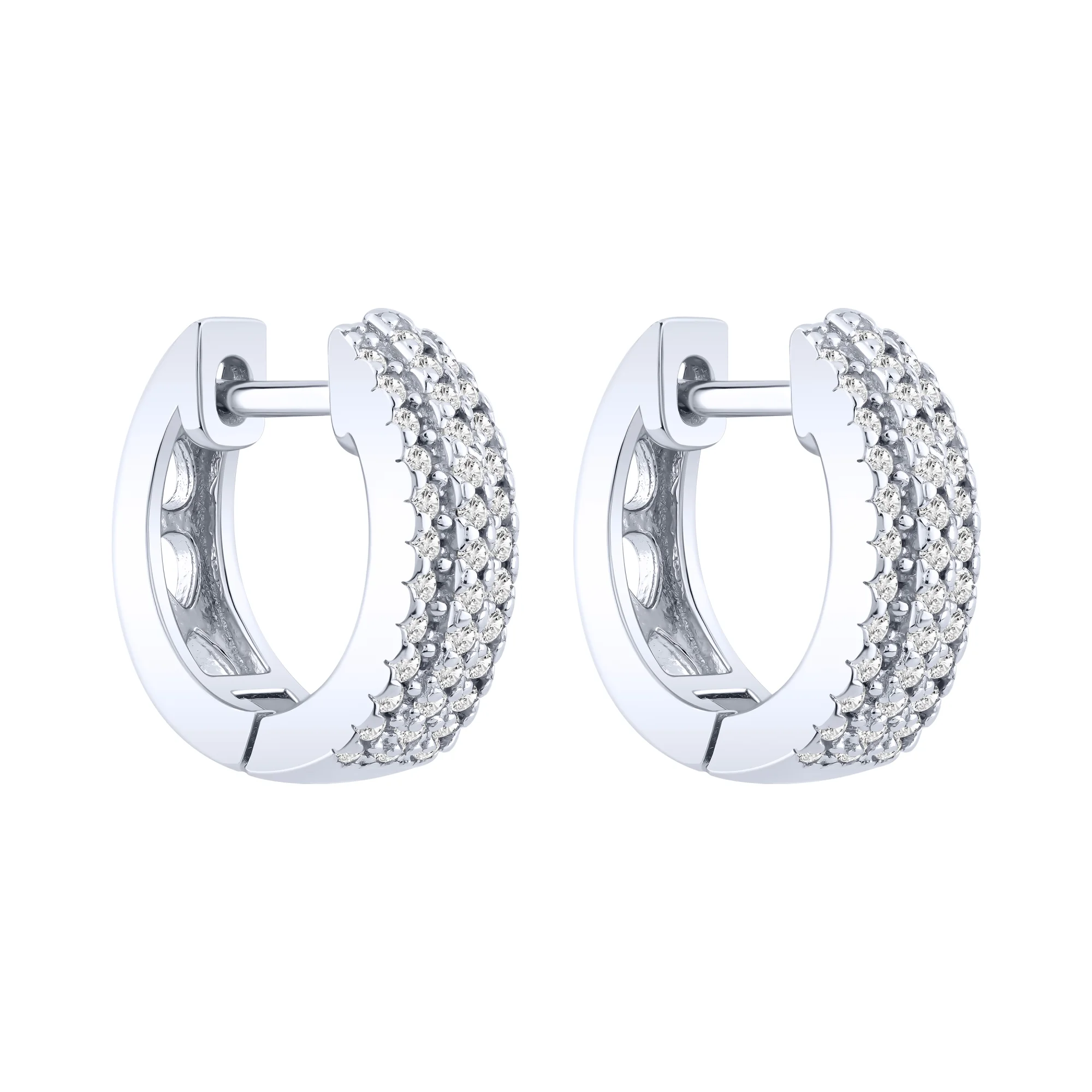 Сережки-кольца из серебра с фианитами  - 2249192 - 1