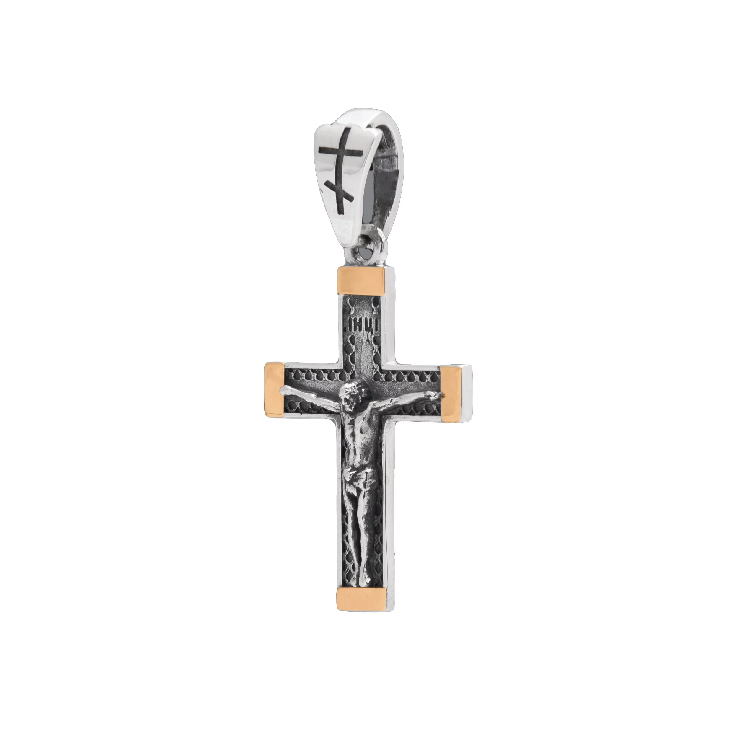 Крестик серебряный с позолотой и чернением. Артикул 7204/146п: цена, отзывы, фото – купить в интернет-магазине AURUM