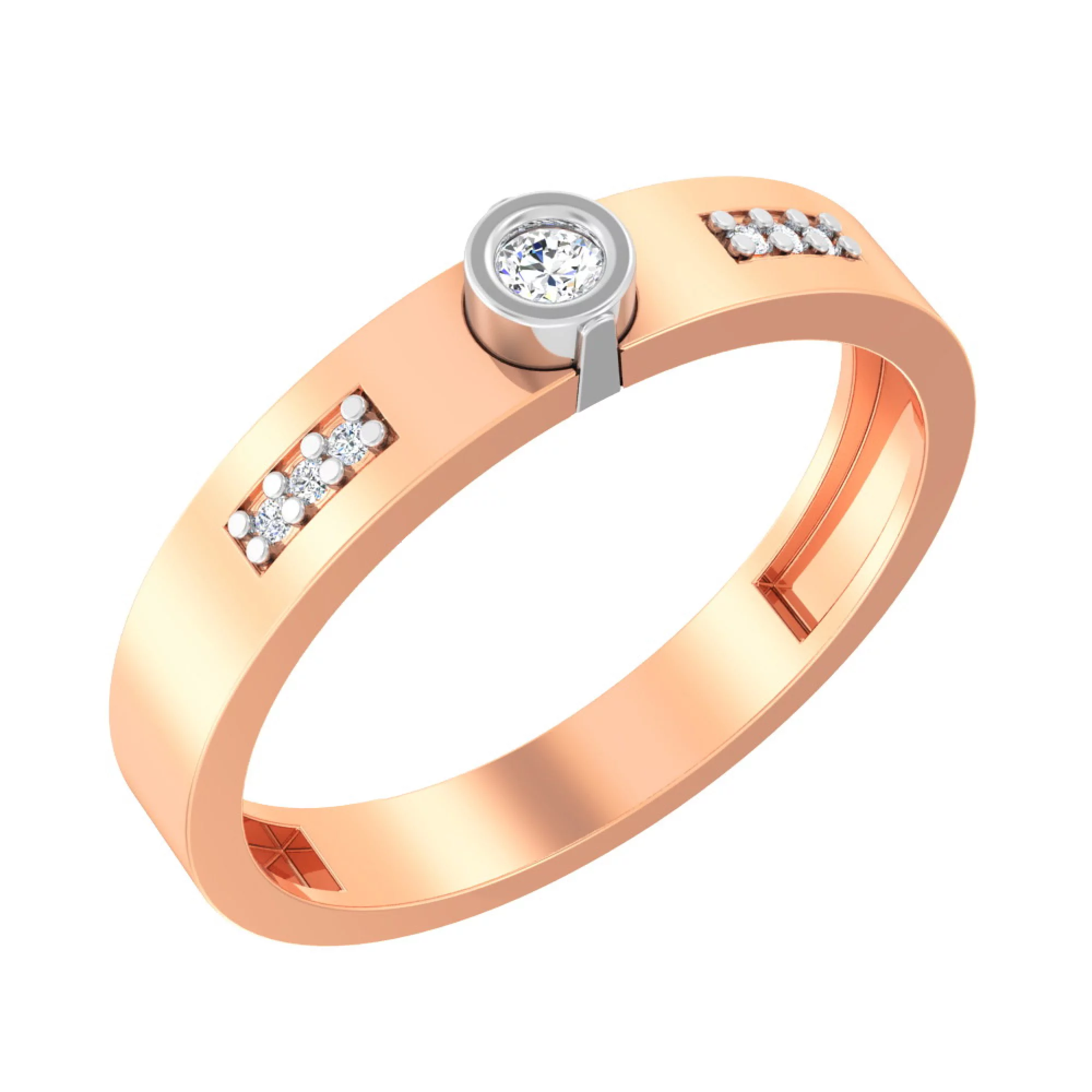 Золотое кольцо с фианитом - 585593 – изображение 1