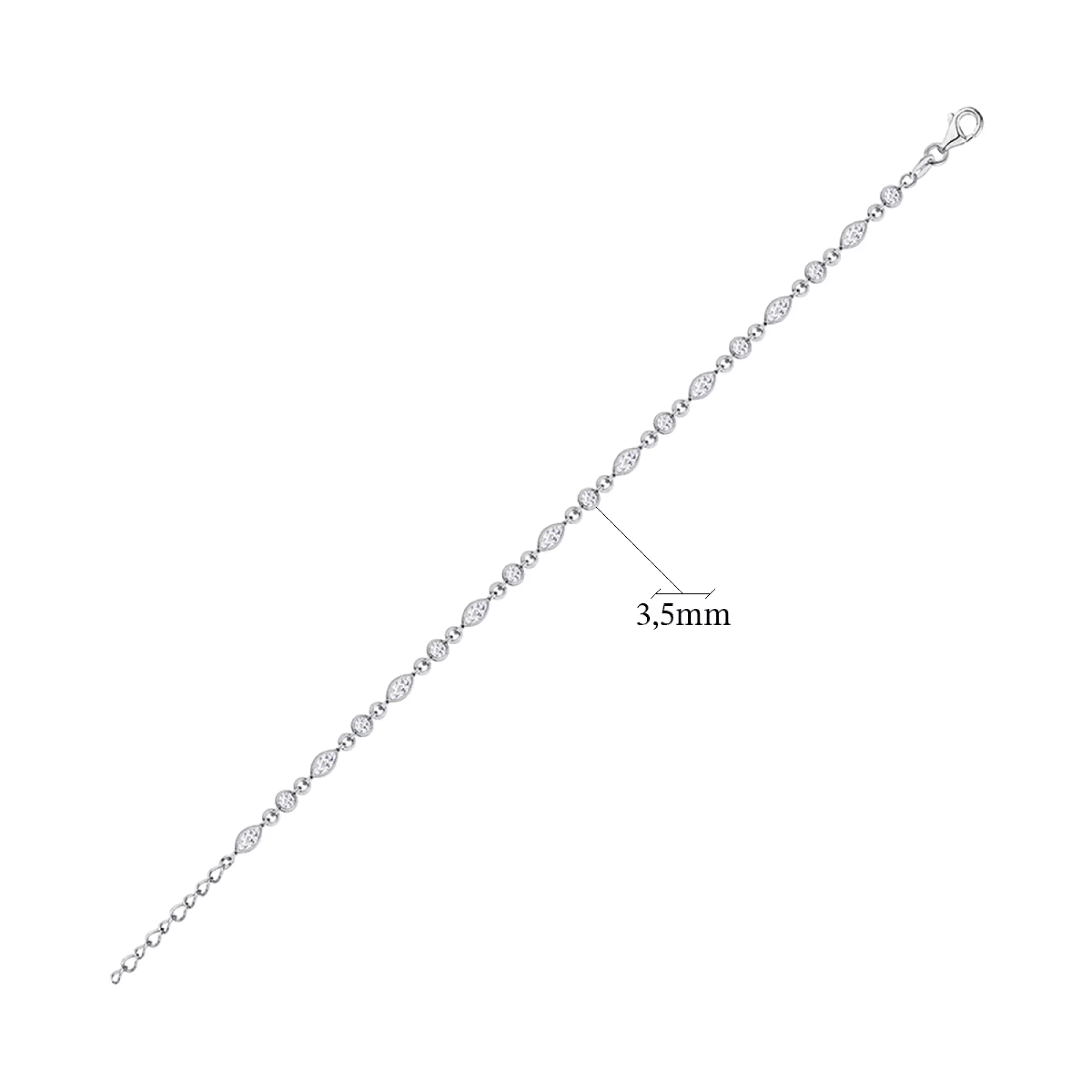 Браслет из серебра с фианитом Фантазийное плетение - 1315279 – изображение 3