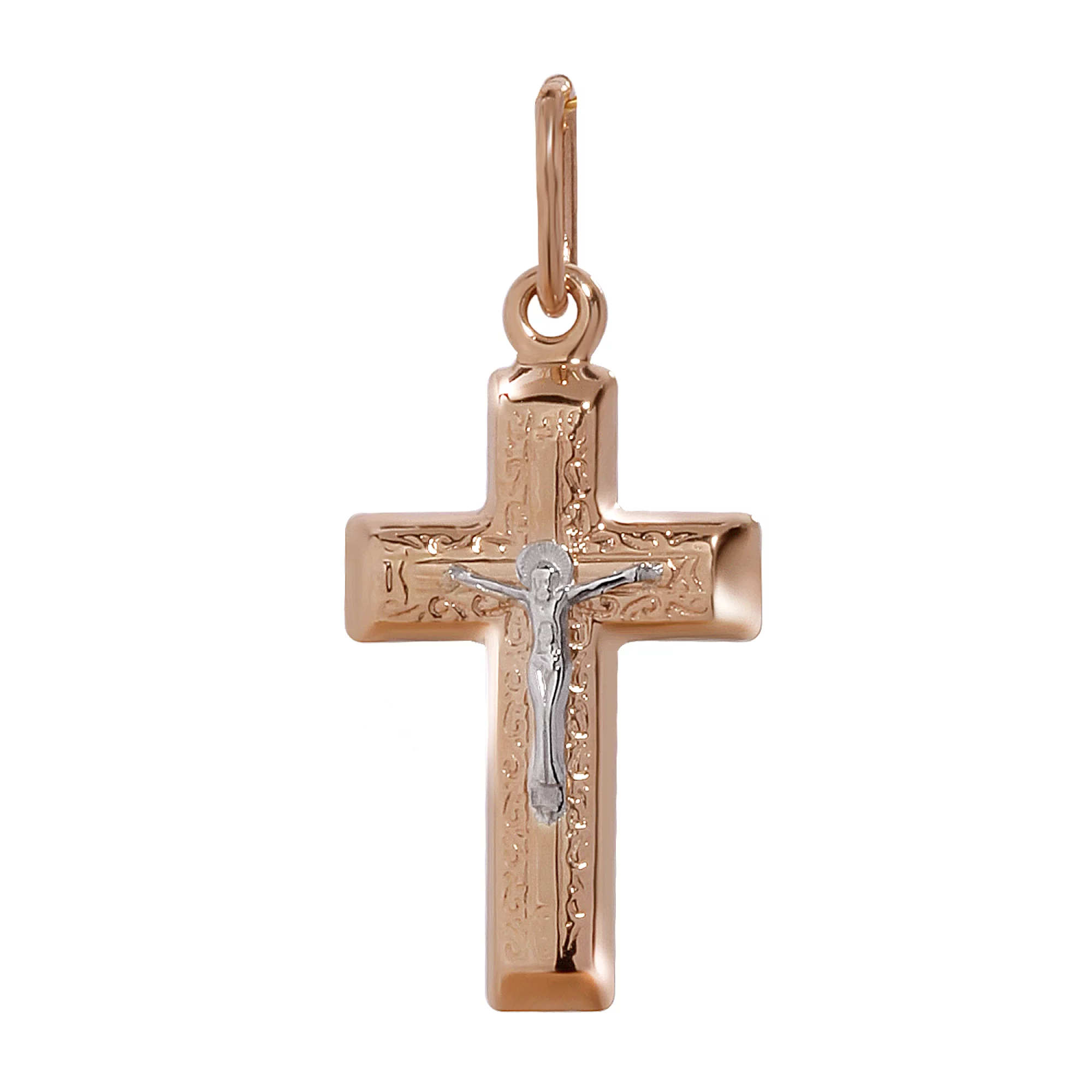 Крестик из комбинированного золота - 971770 – изображение 1