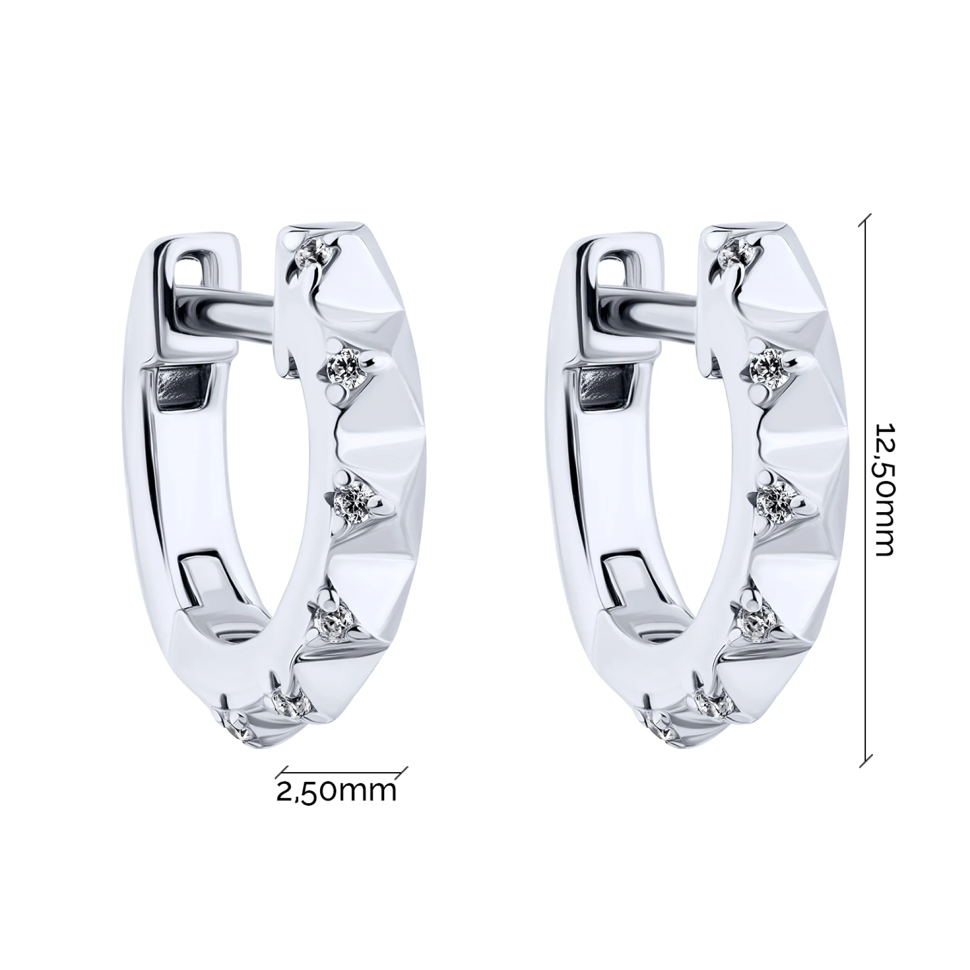 Серебряные серьги-кольца с фианитами - 2123391 - 3