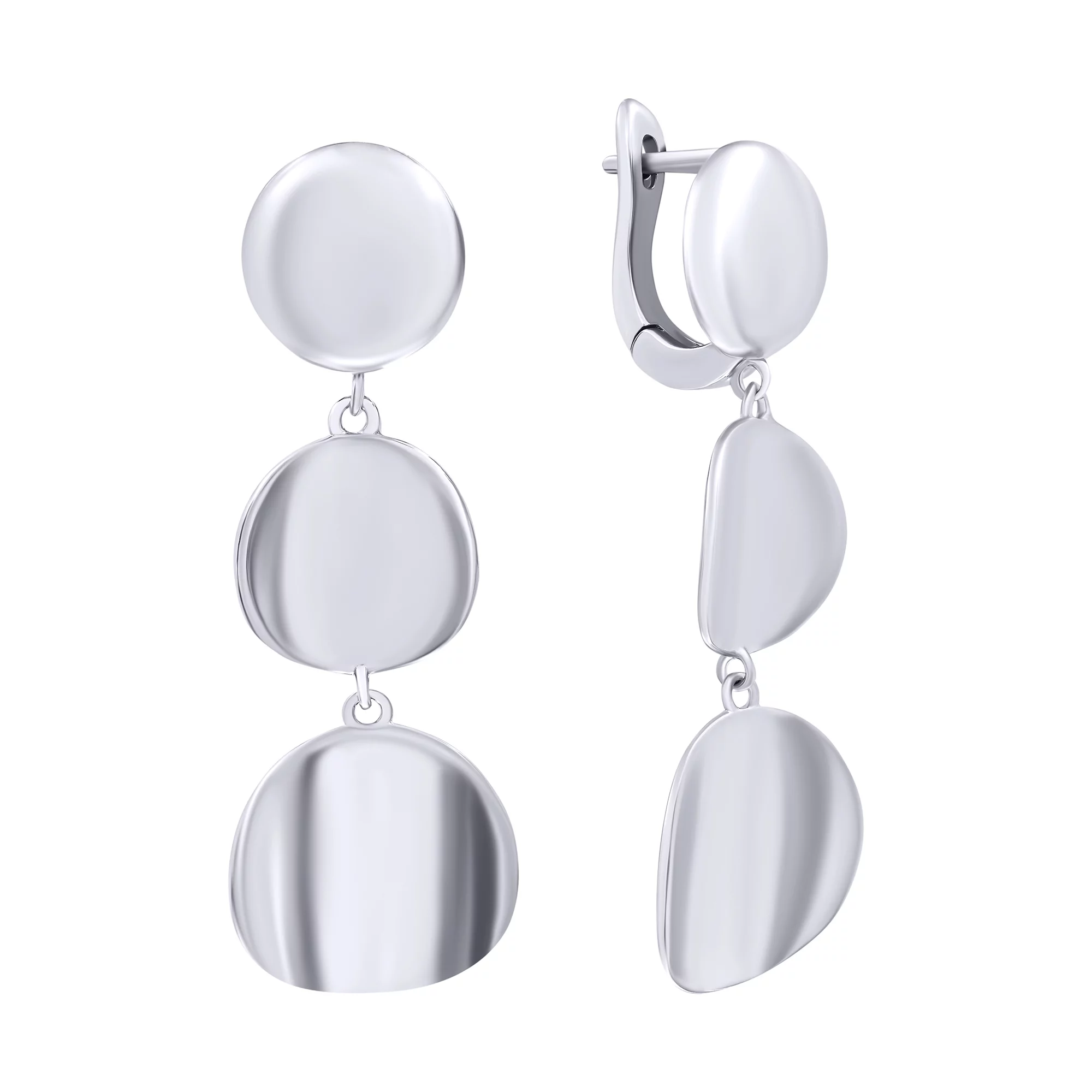 Срібні сережки з підвісами "Монетки" - 1467809 – зображення 1