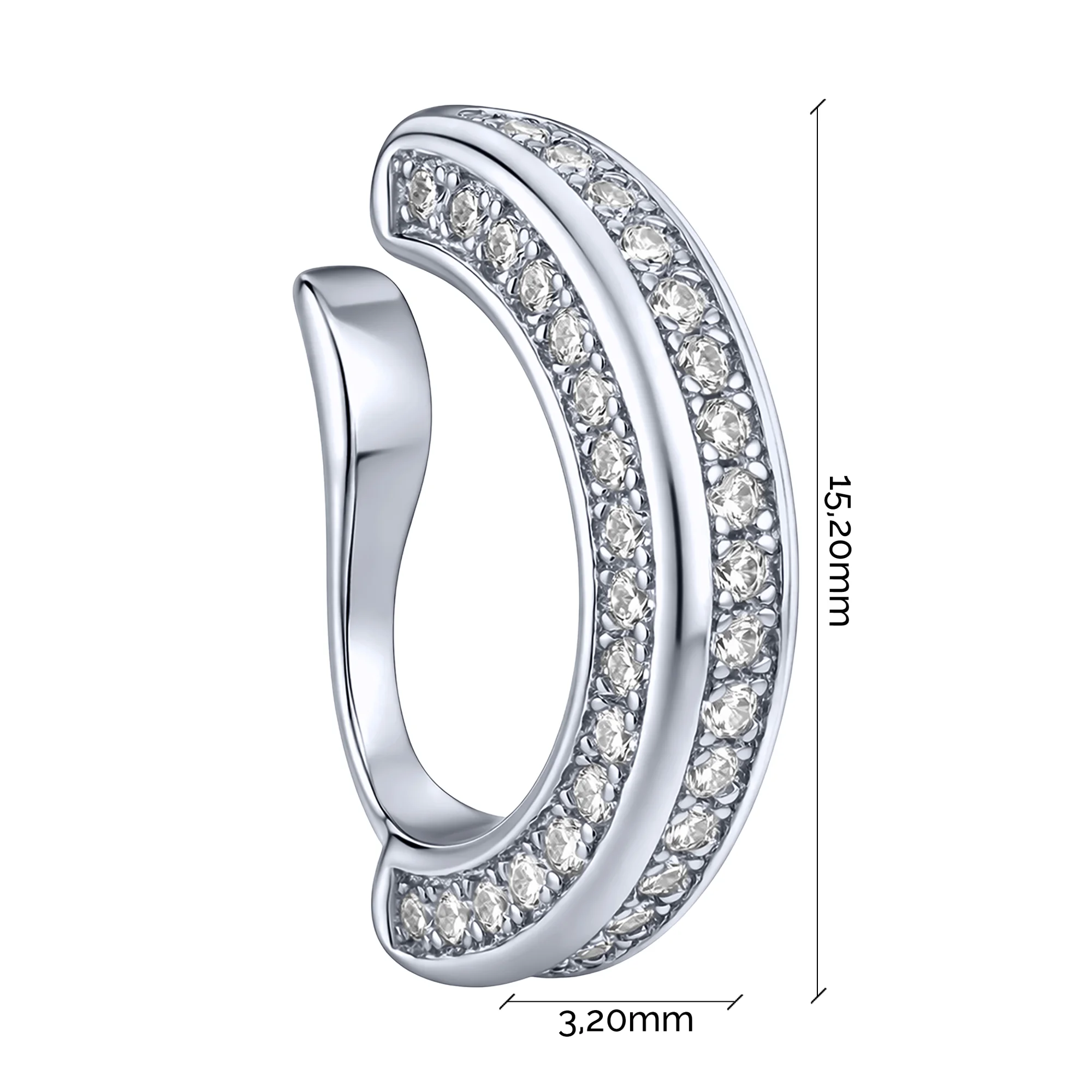 Серебряная моносережка-каффа с фианитами - 2247746 - 2