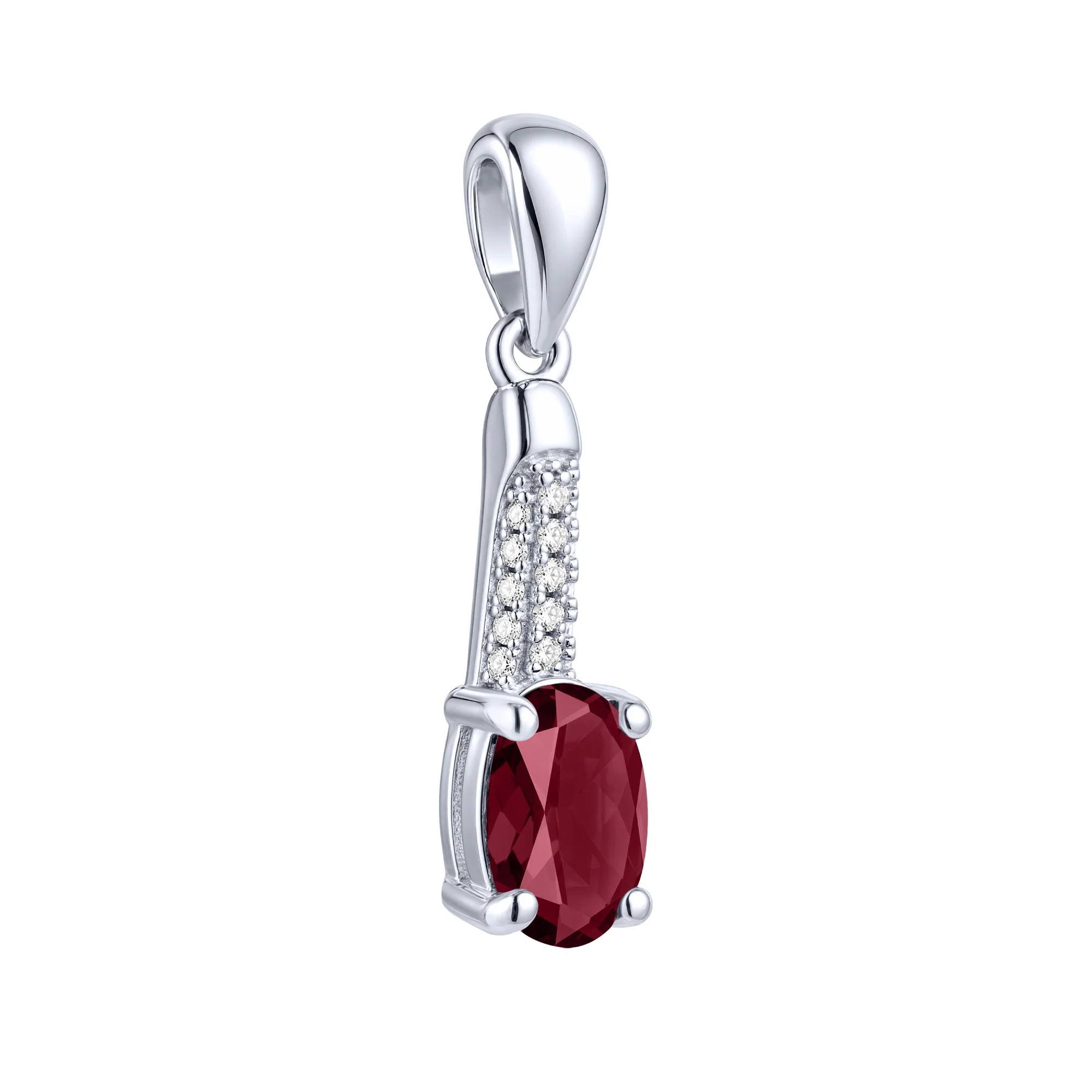 Серебряный подвес с рубином и фианитами - 2297666 - 1