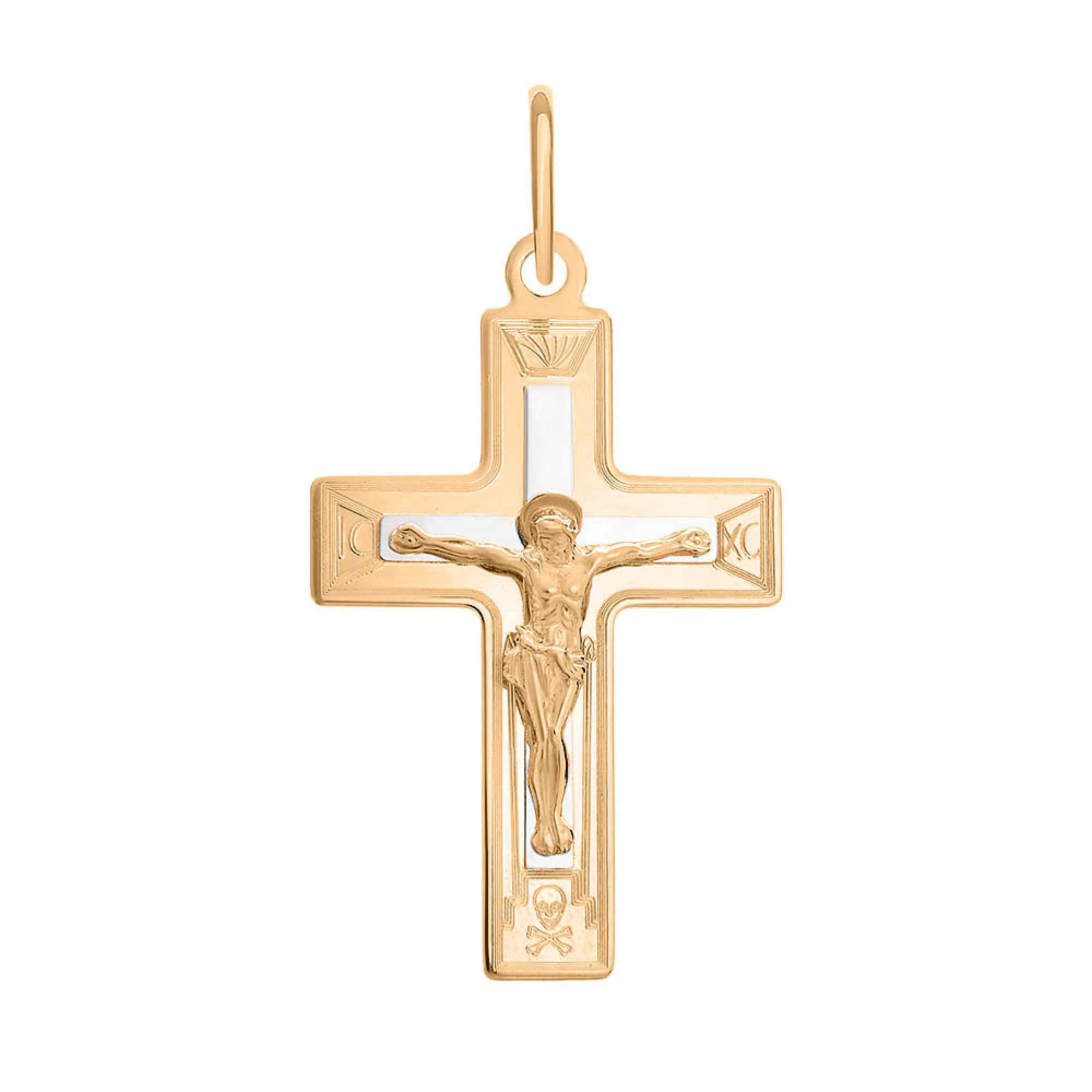 Натільний хрестик у золоті з розп'яттям - 1589691 – зображення 1