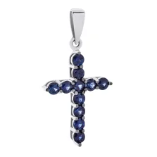 Хрестик з сапфірами з білого золота - 1488111