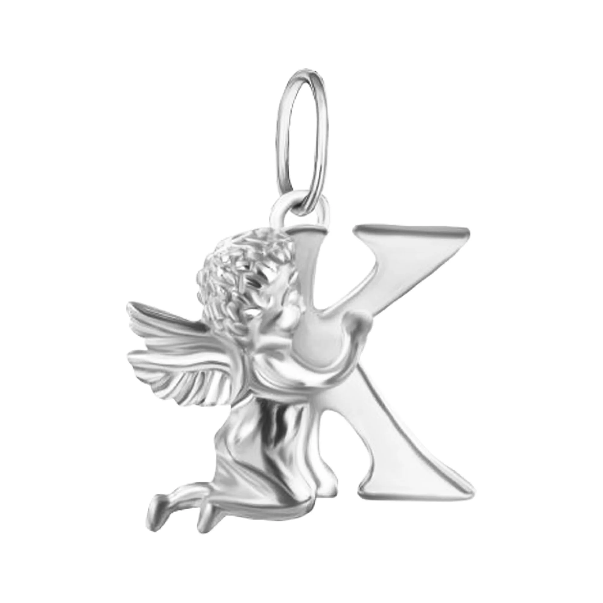 Підвіска з срібла з янголом Буква К - 962516 – зображення 1