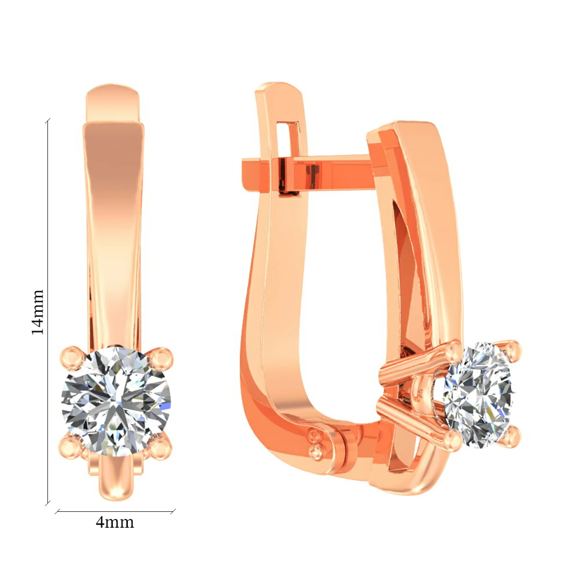 Сережки из красного золота с фианитом - 613783 - 2