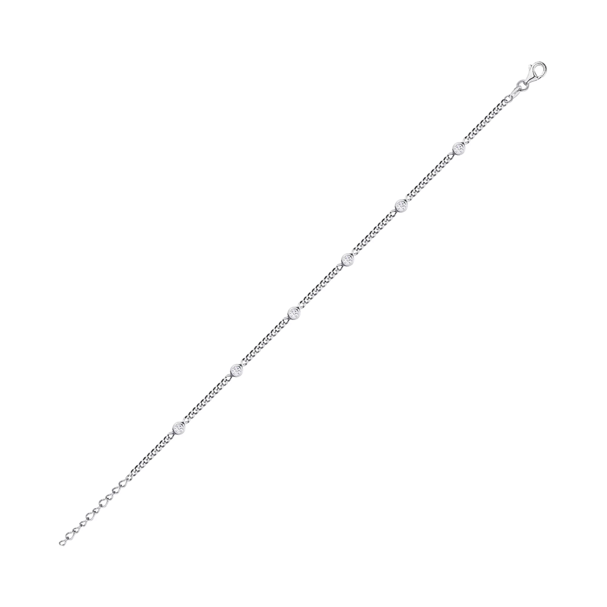 Серебряный браслет с фианитом панцирное плетение - 1297404 – изображение 1