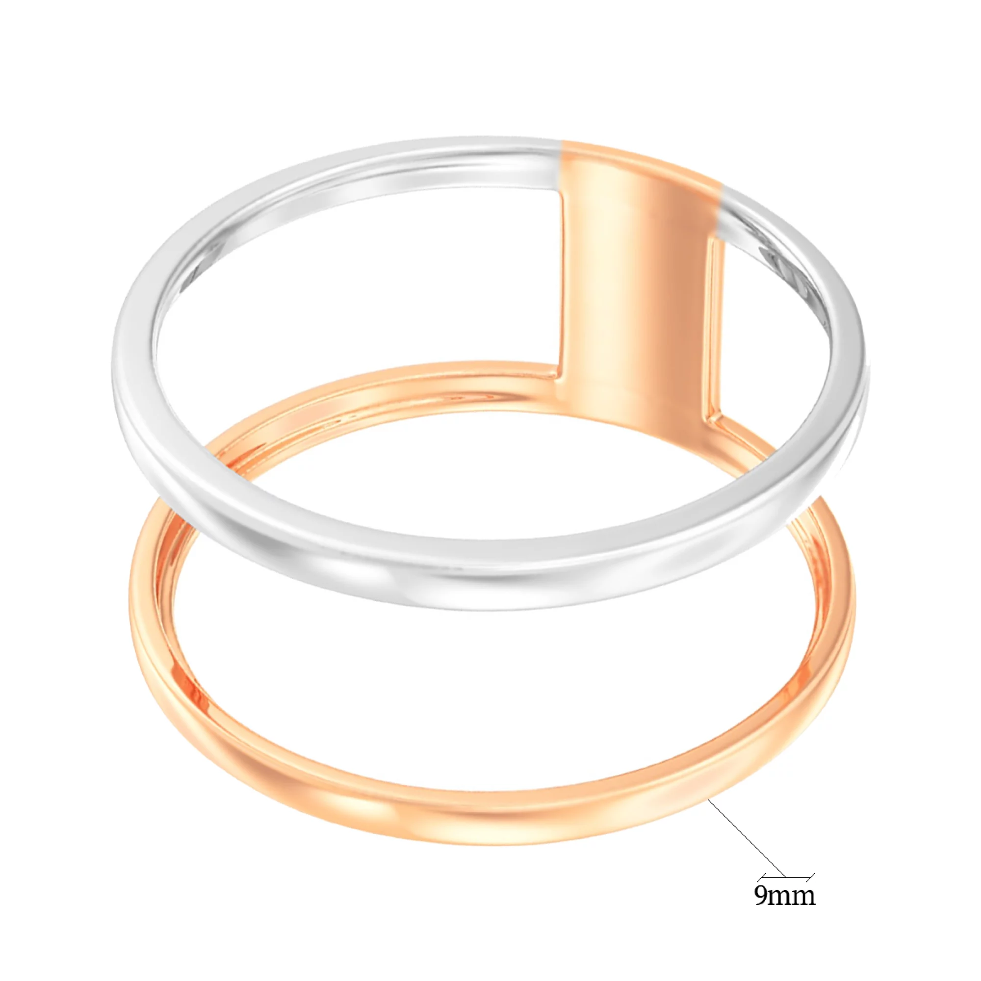 Двойное кольцо из комбинированого золота - 1348449 – изображение 2