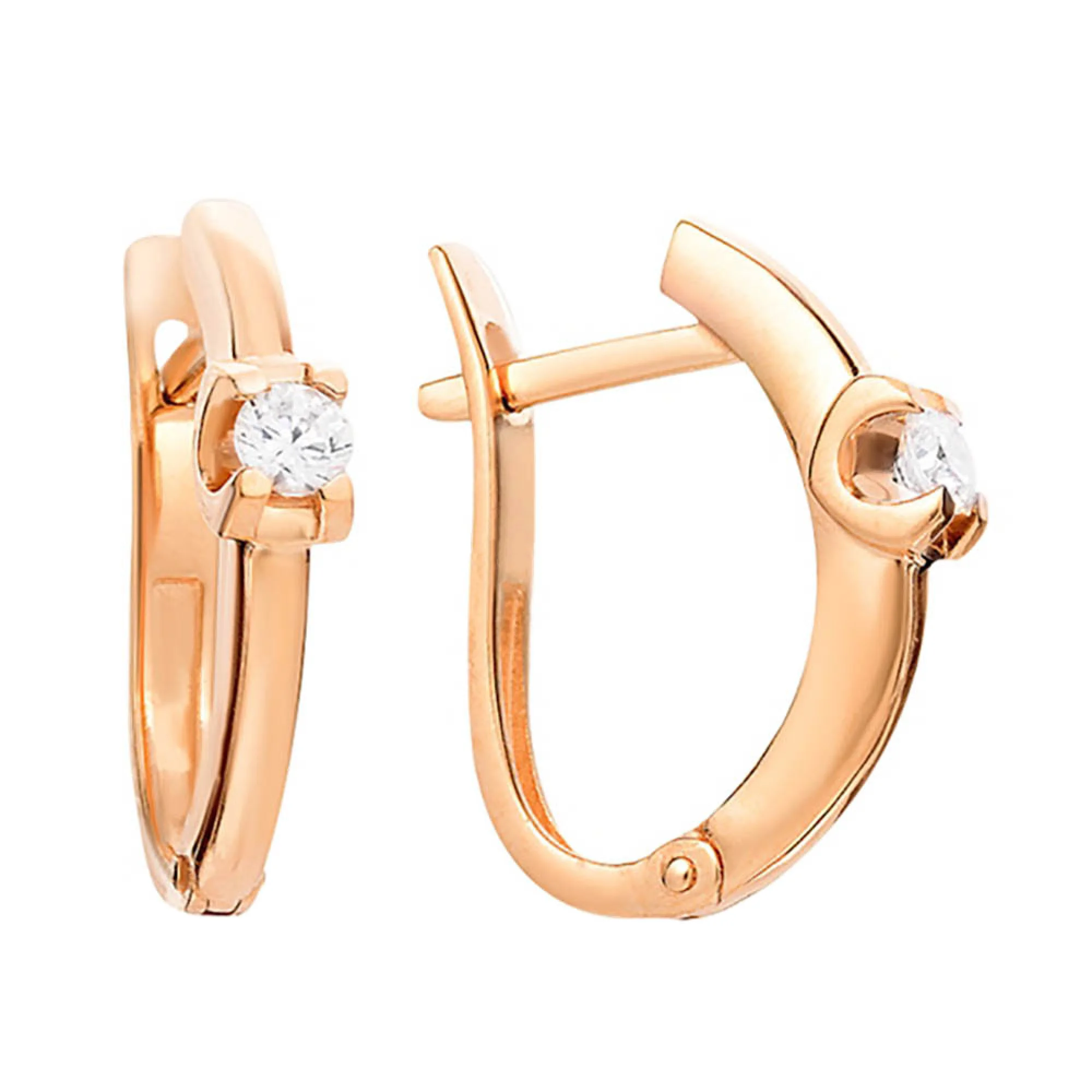 Сережки из красного золота с фианитом - 603935 - 2