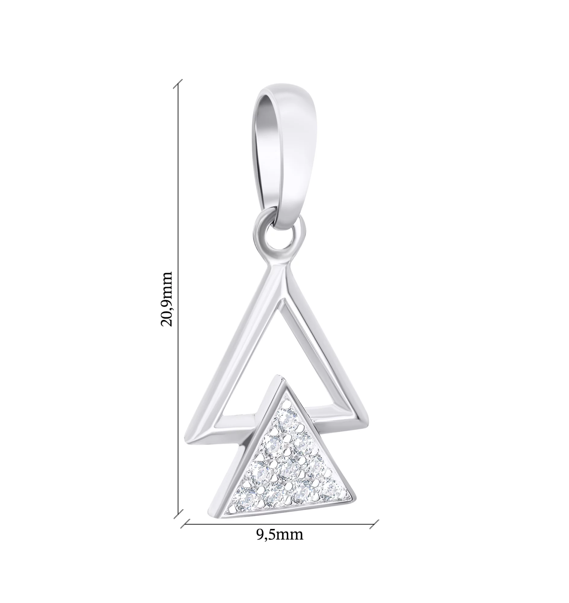 Срібний підвіс з фіанітами "Трикутники"  - 1546159 – зображення 2