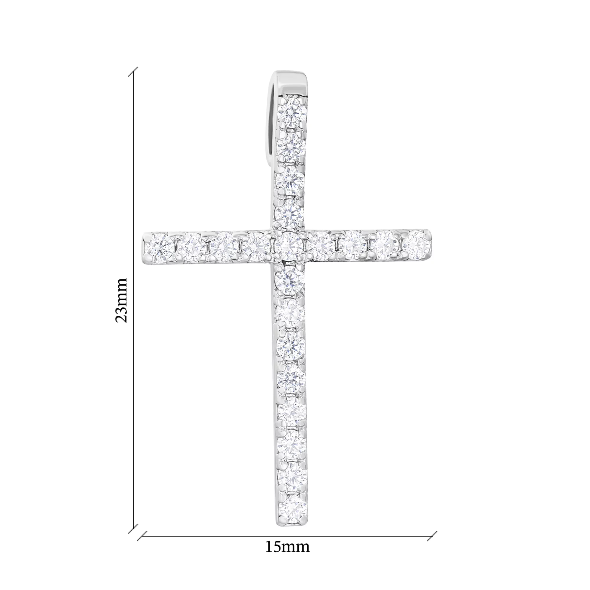 Декоративный серебряный крестик с фианитами - 1579418 – изображение 2