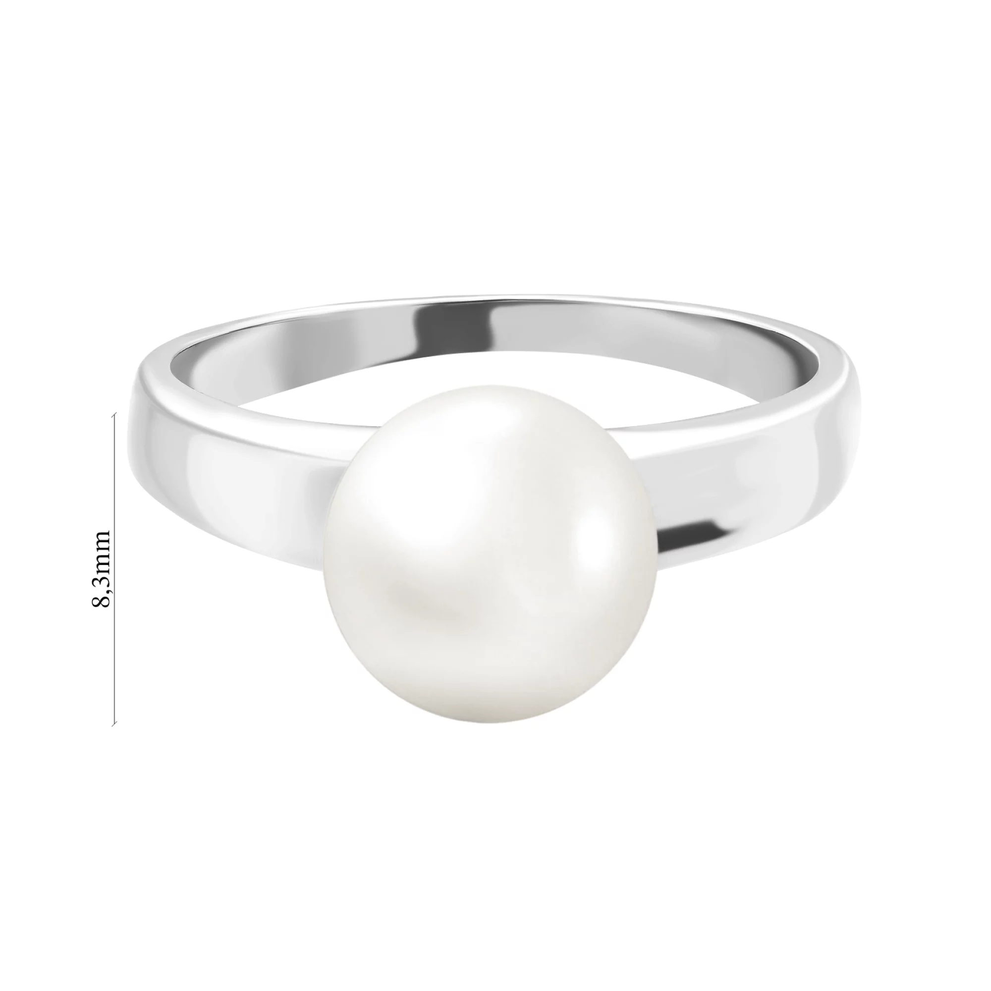 Серебряное кольцо с жемчугом и родированием - 1524719 – изображение 3