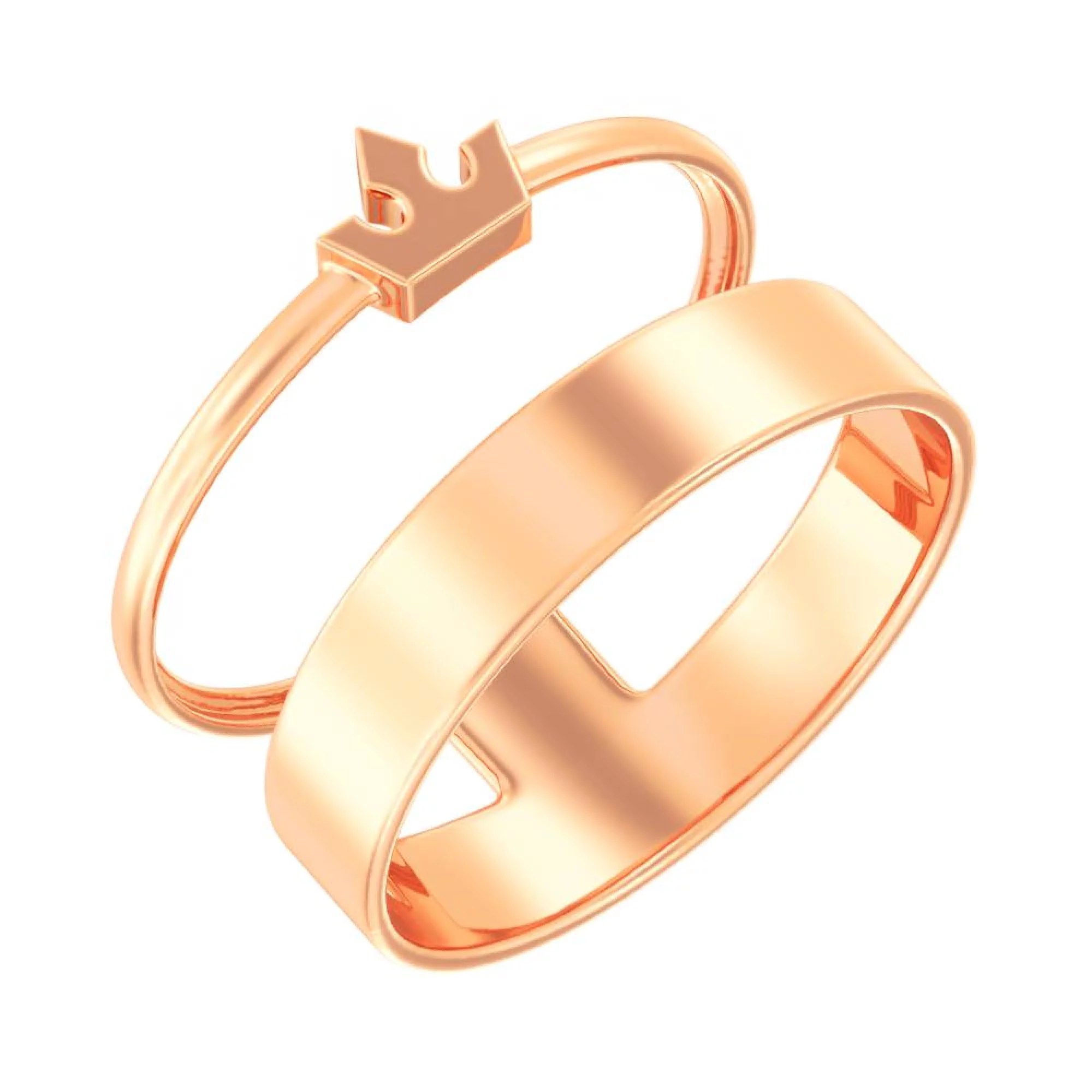 Двойное кольцо из красного золота - 962066 – изображение 1