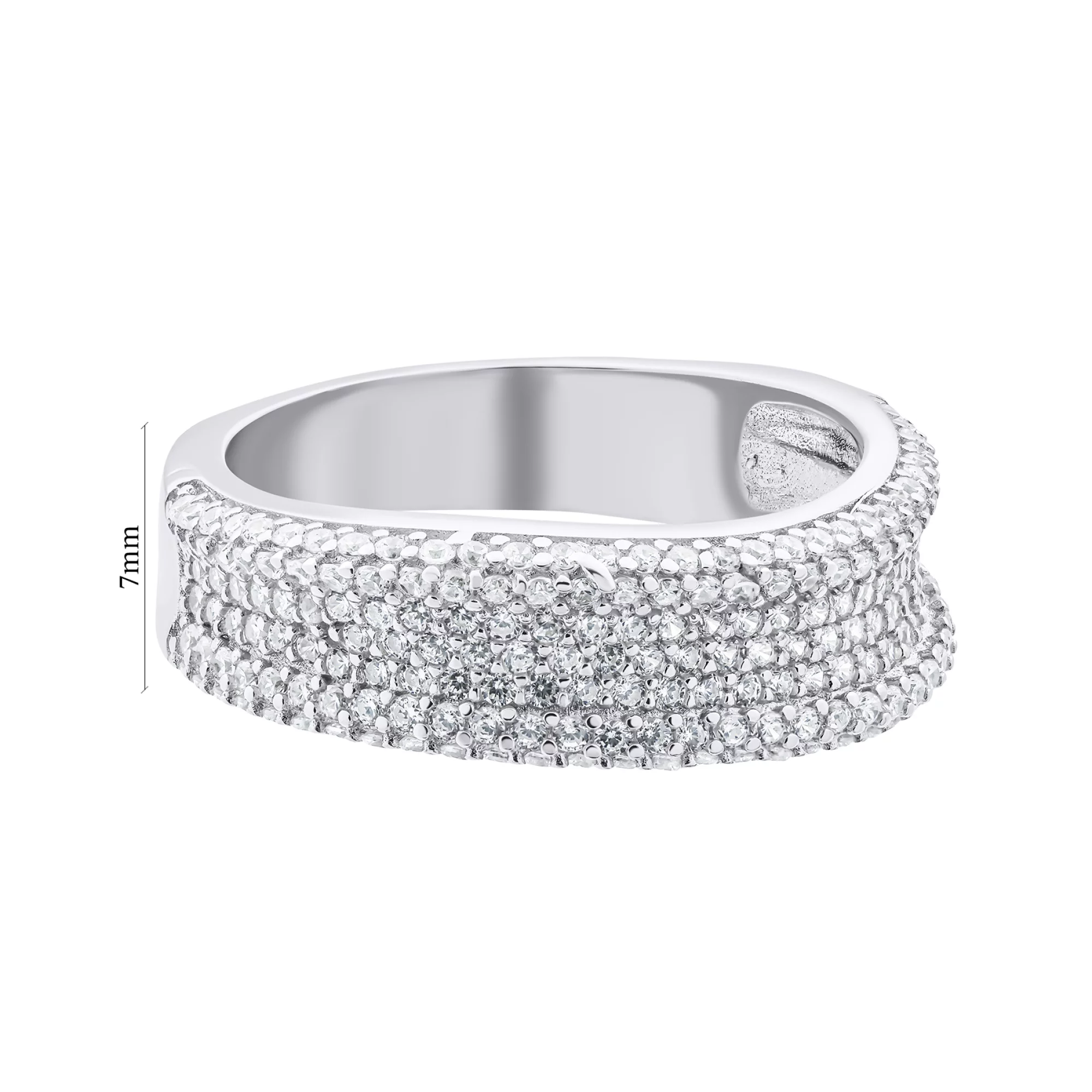 Кольцо из серебра с россыпью фианитов - 1520512 – изображение 3