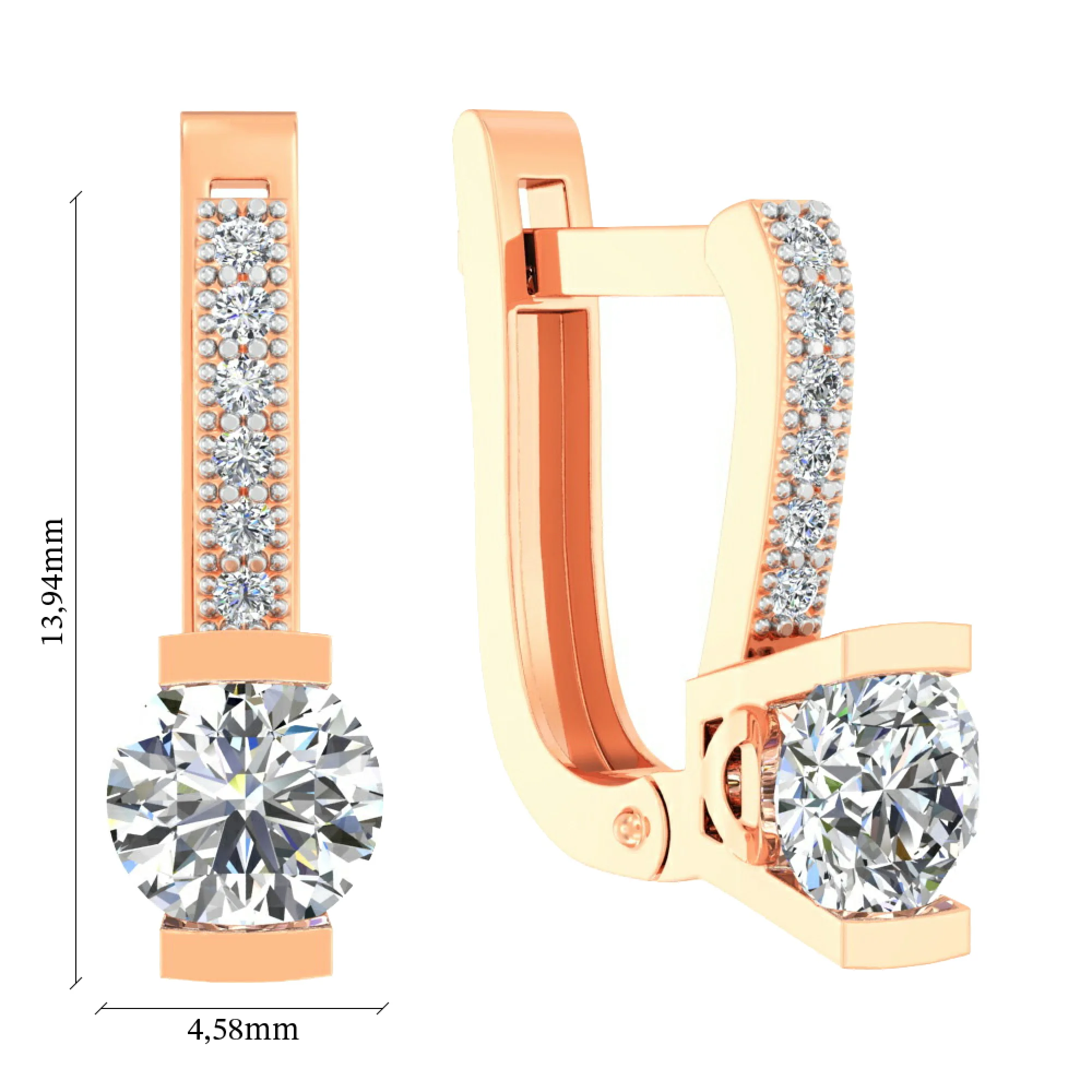 Сережки из красного золота с фианитами - 613714 - 2