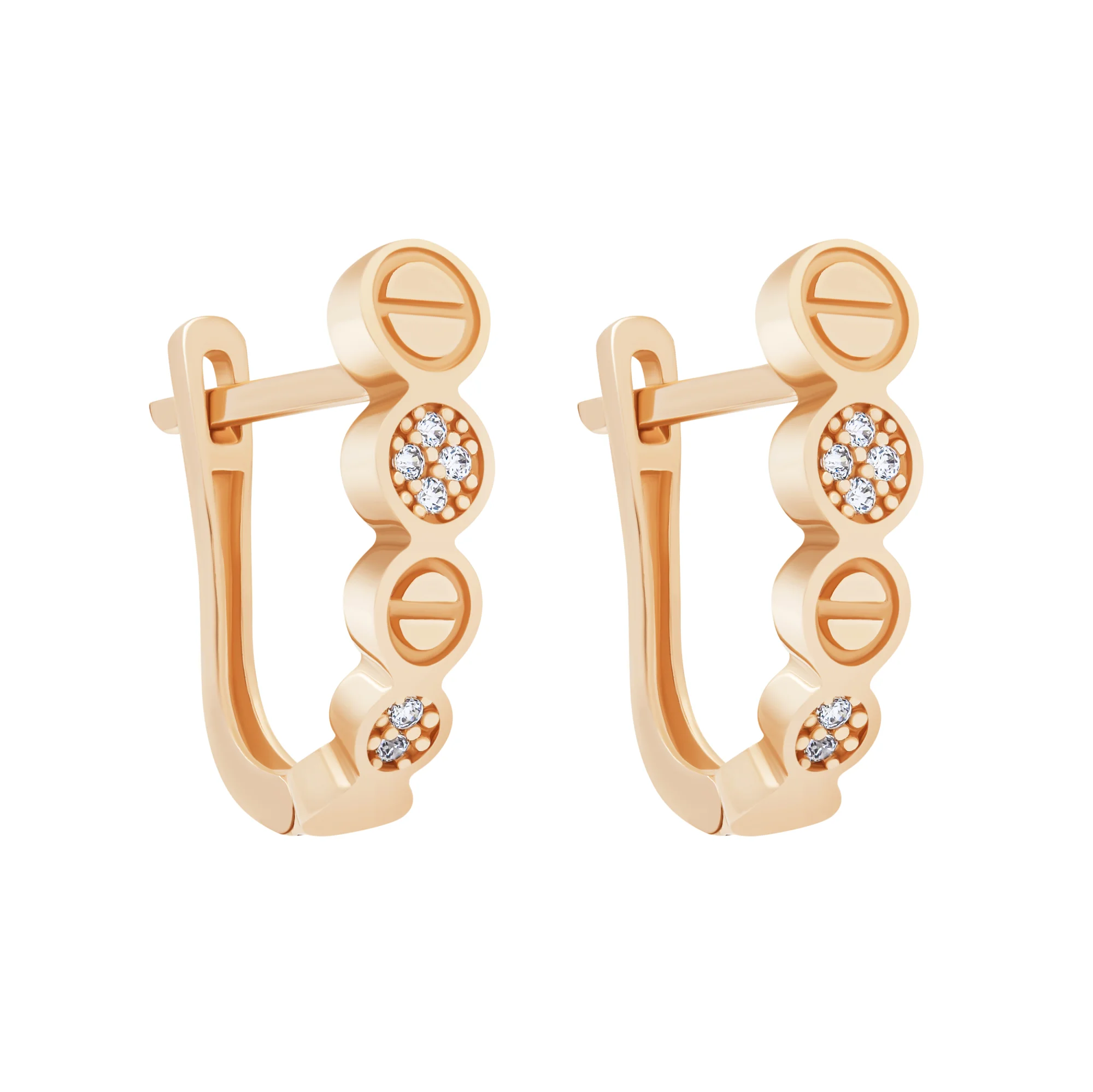 Сережки из красного золота с фианитами - 1748376 - 3