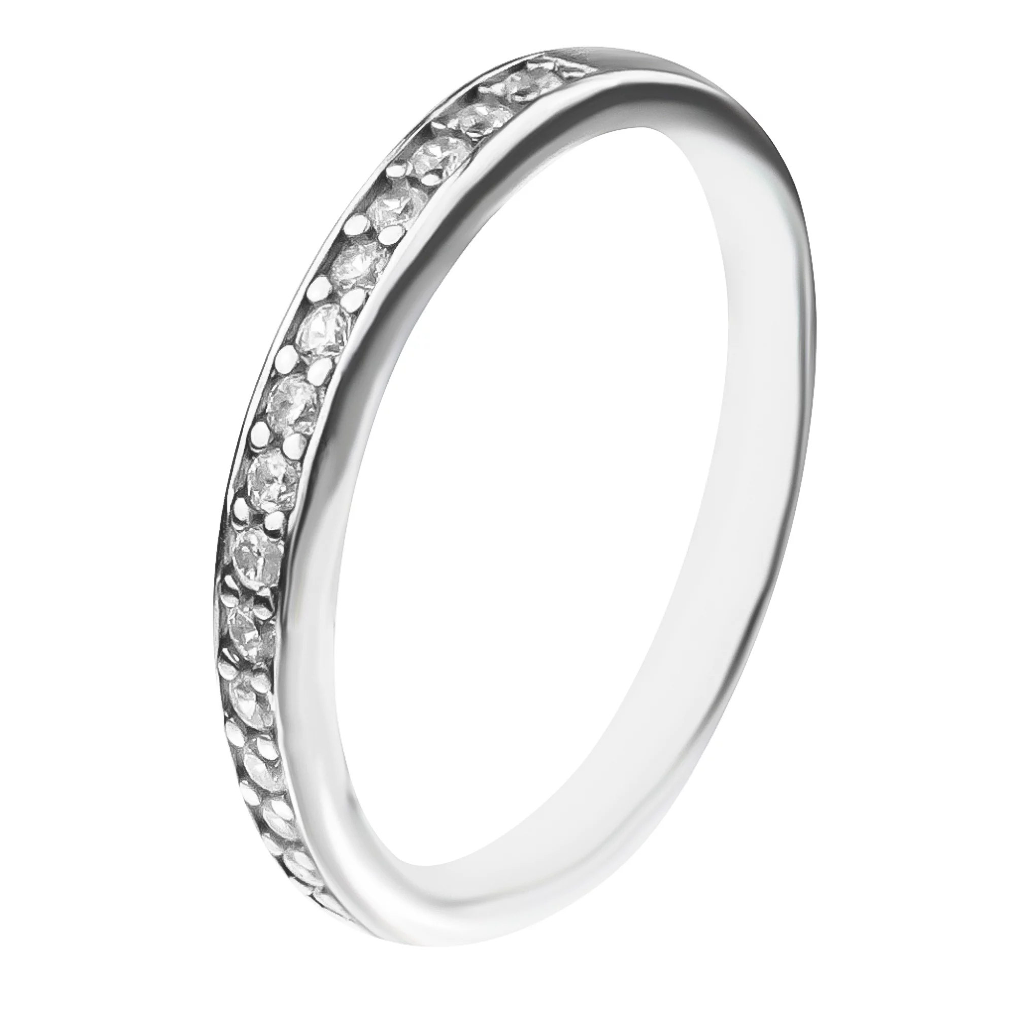 Кольцо серебряное с дорожкой фианитов - 835752 – изображение 1