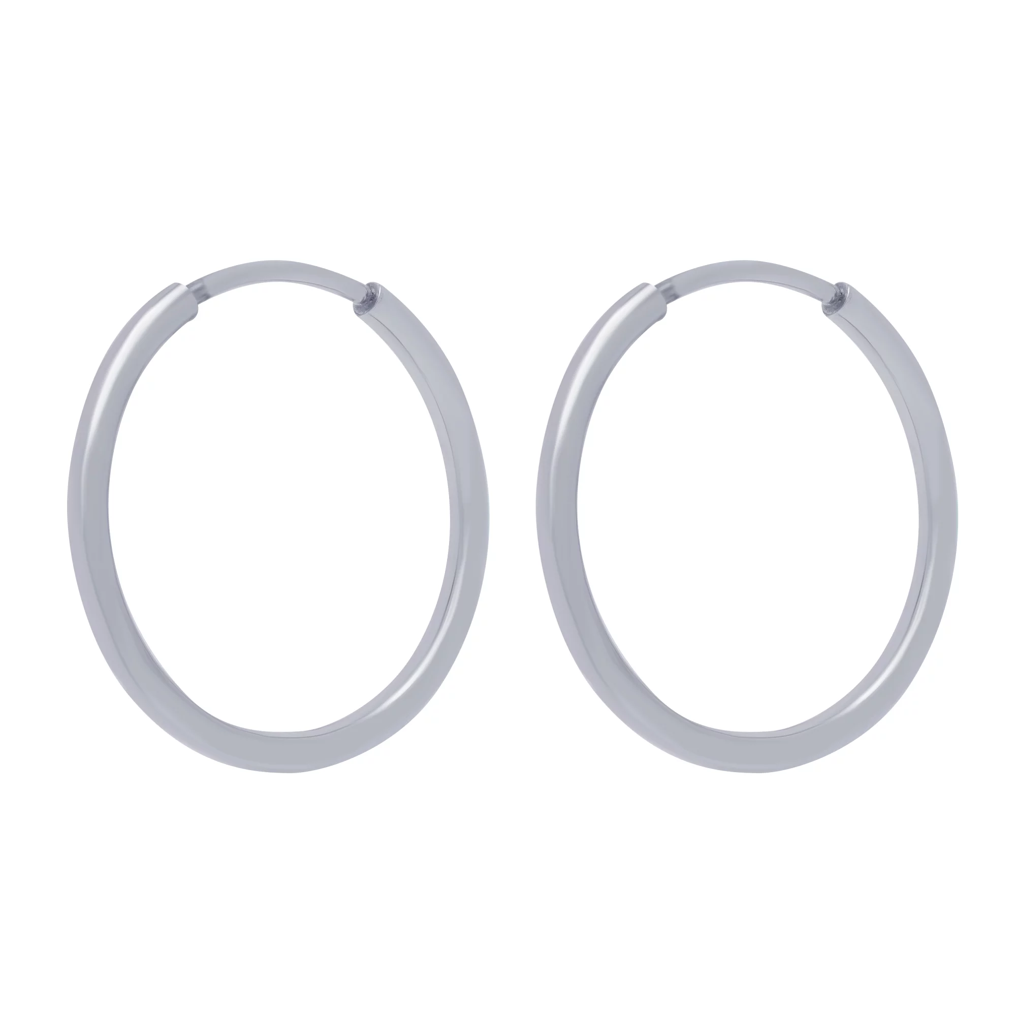 Срібні сережки-кільця з родіюванням - 1663845 – зображення 2