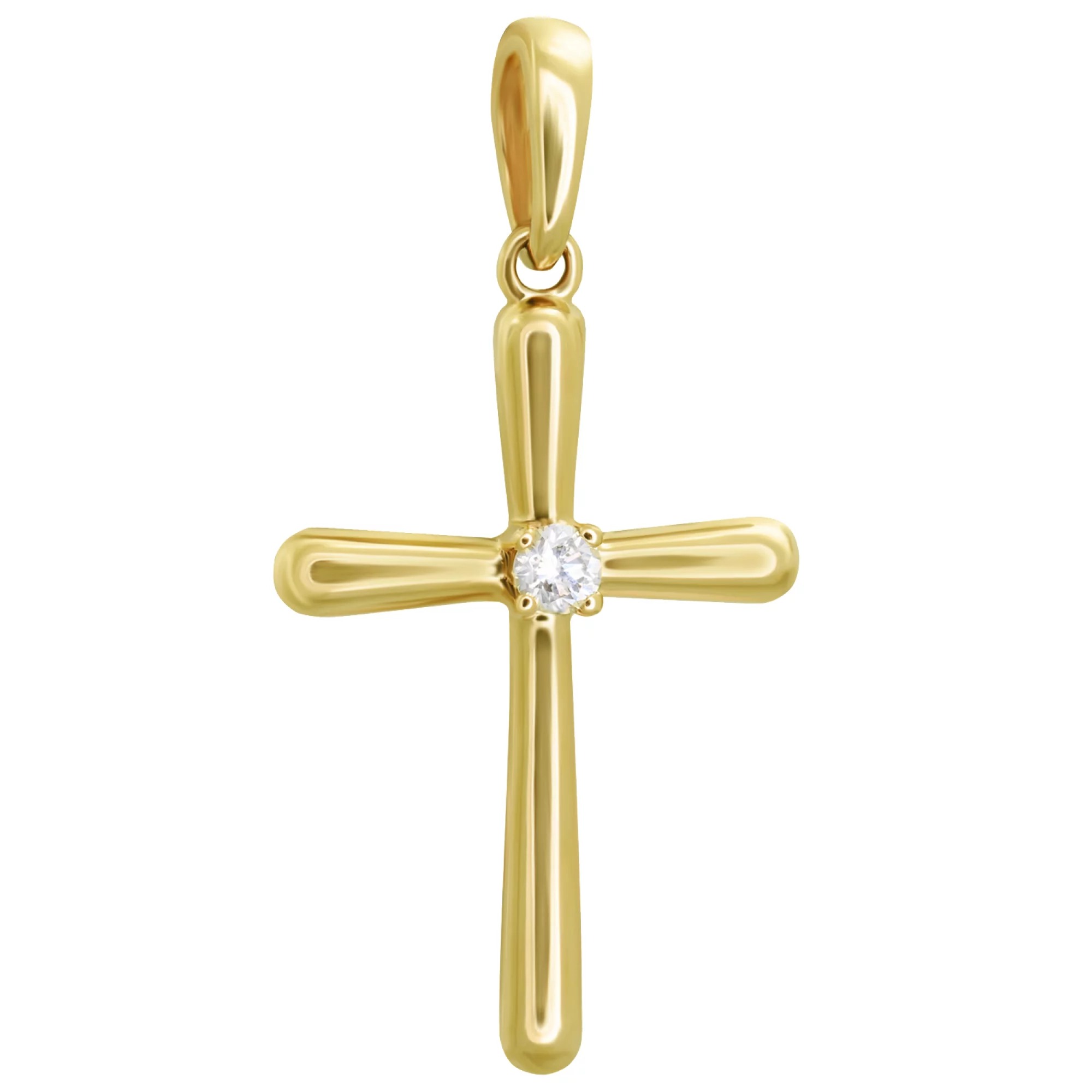 Хрестик з лимонного золота з діамантом - 967580 – зображення 1