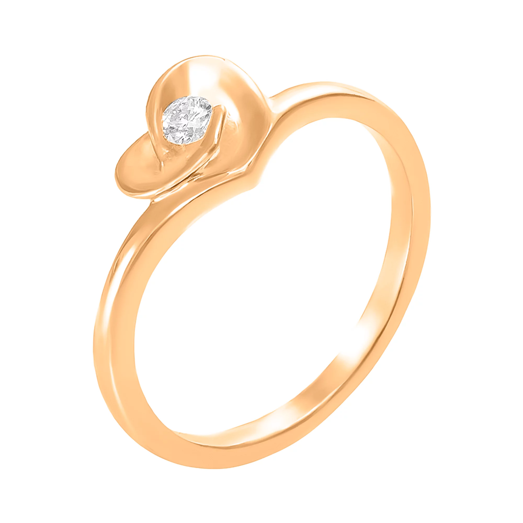 Золотое кольцо с бриллиантом - 474422 – изображение 1