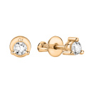 Серьги-гвоздики из красного золота с бриллиантом - 2183507