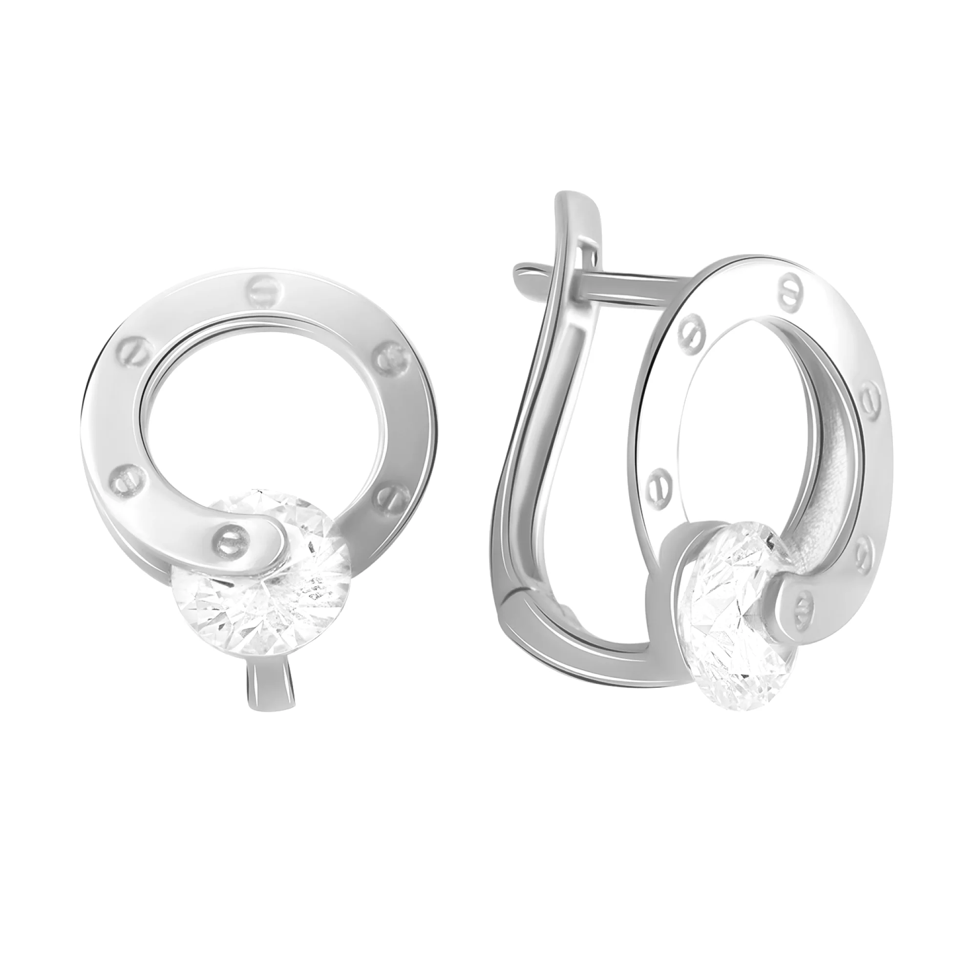 Серебряные серьги с фианитом  - 1542907 - 1