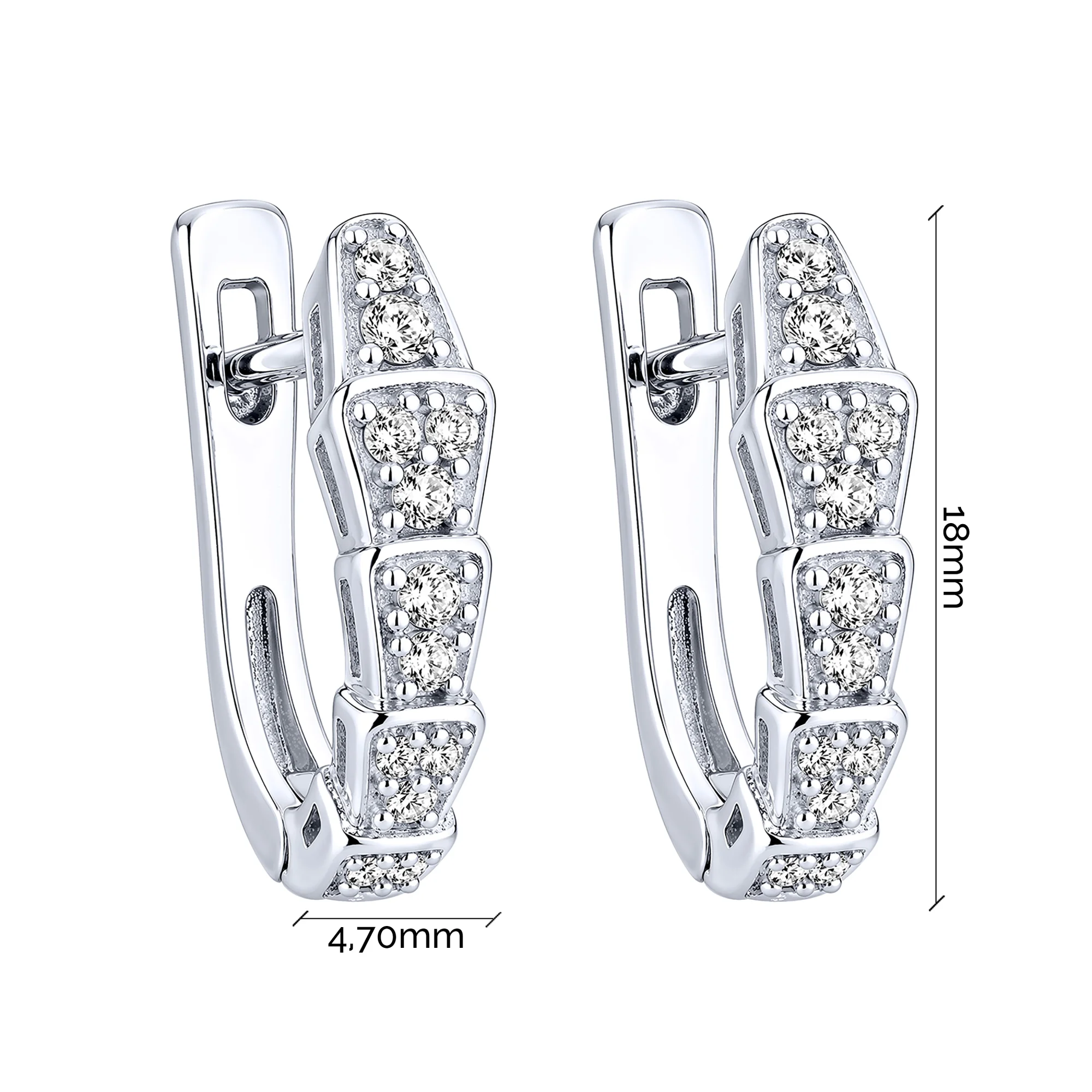 Серьги из серебра "Змея" с фианитами  - 2257753 - 2