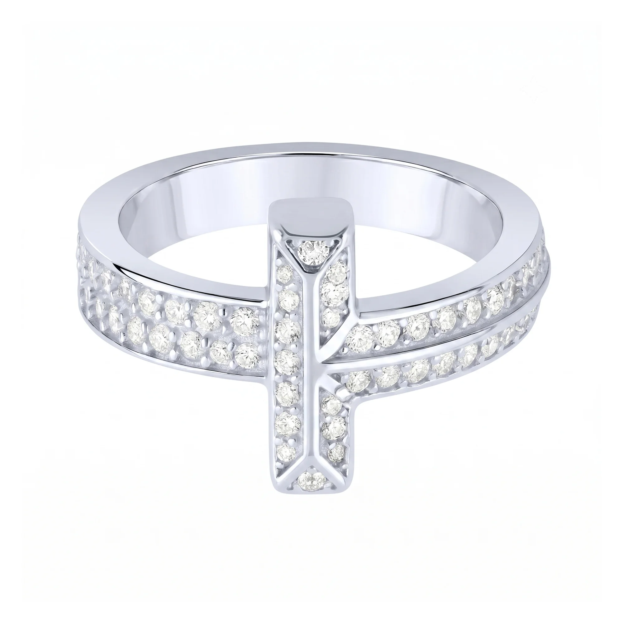 Серебряное кольцо с фианитами  - 2254692 - 2