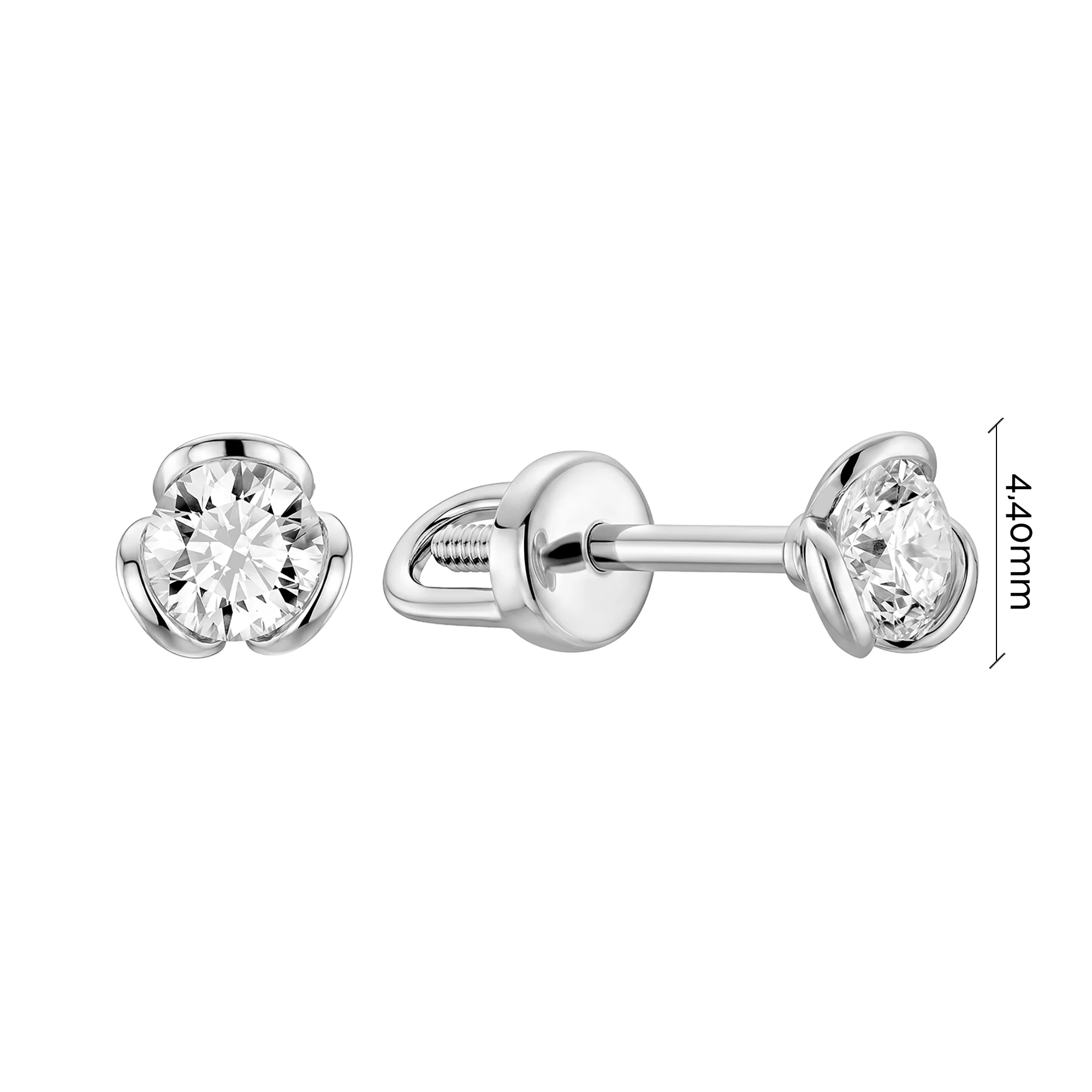 Серьги-гвоздики из белого золота с бриллиантом - 2279216 - 2