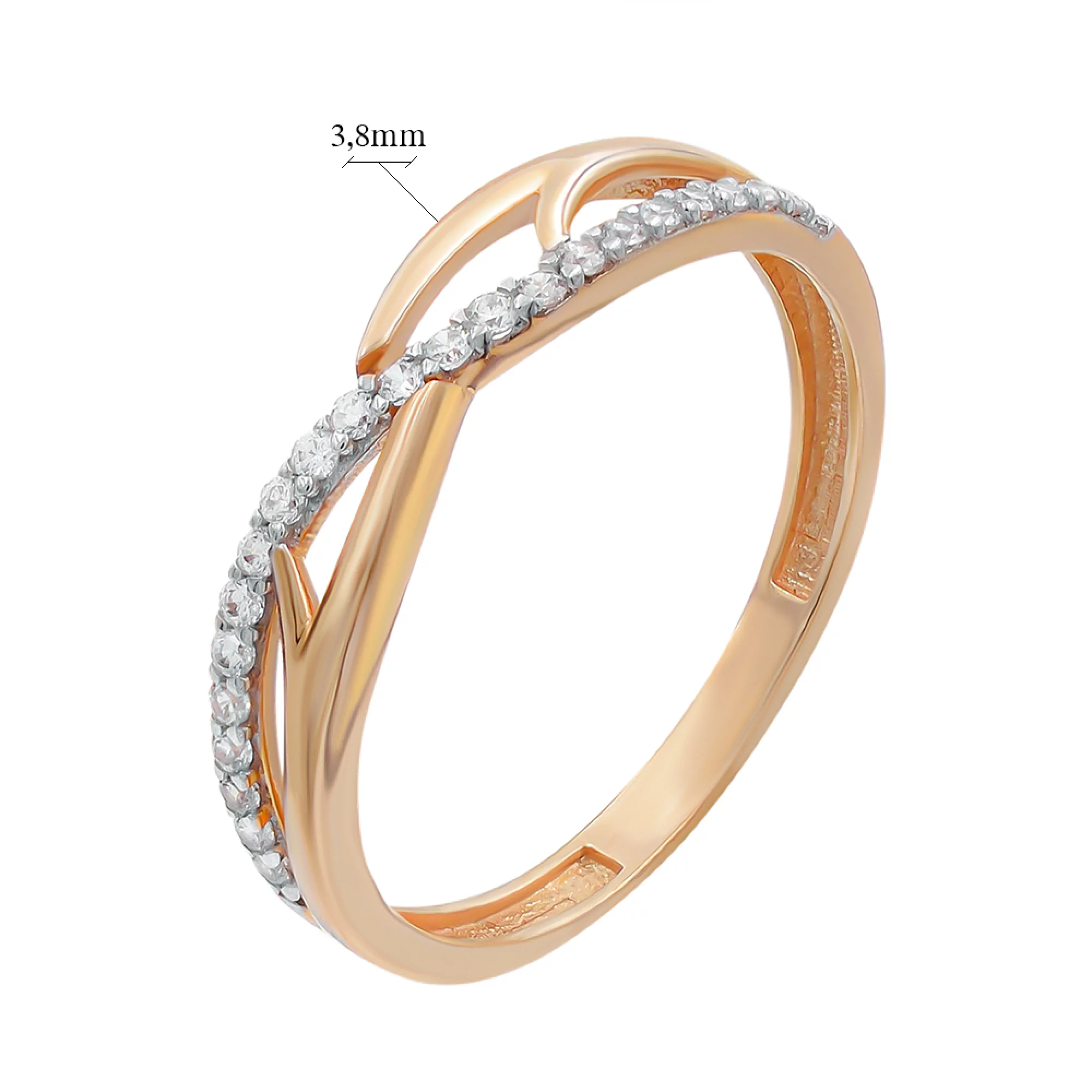Золотое кольцо с фианитом - 521634 – изображение 3