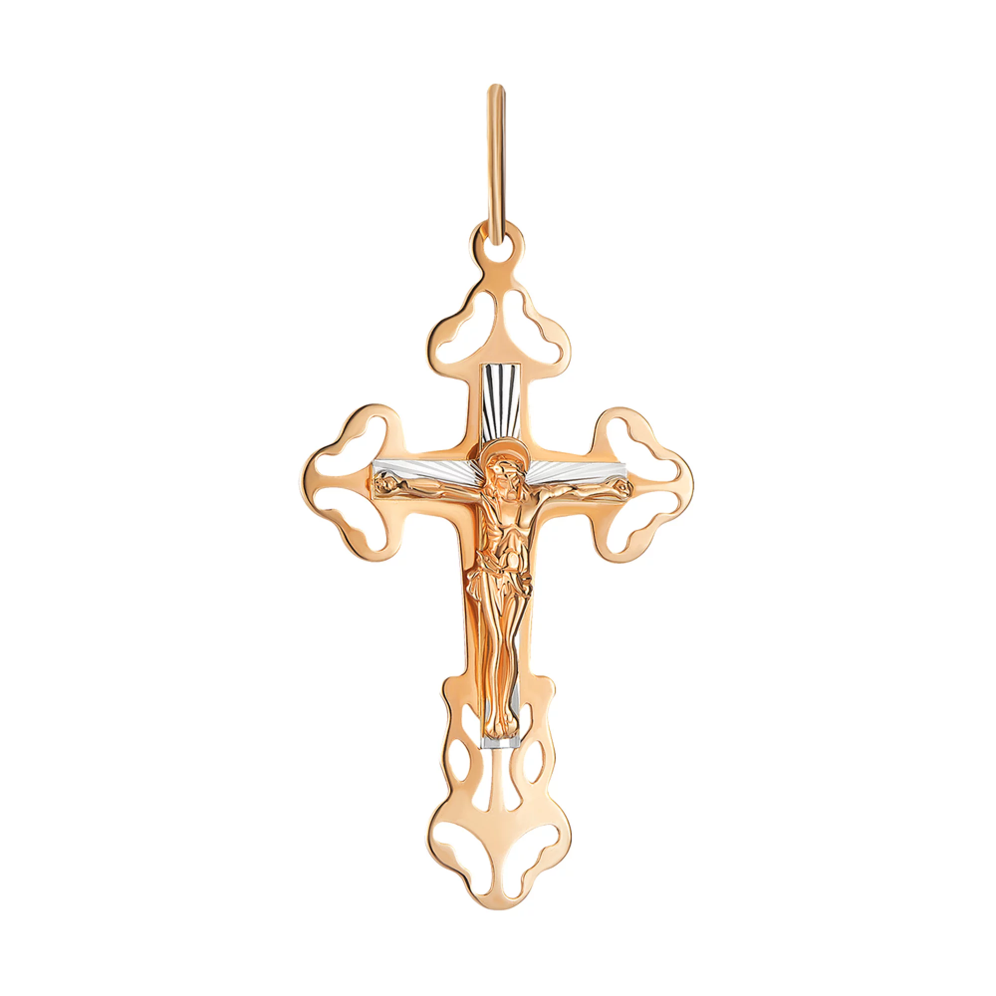 Крестик из комбинированного золота - 973335 – изображение 1