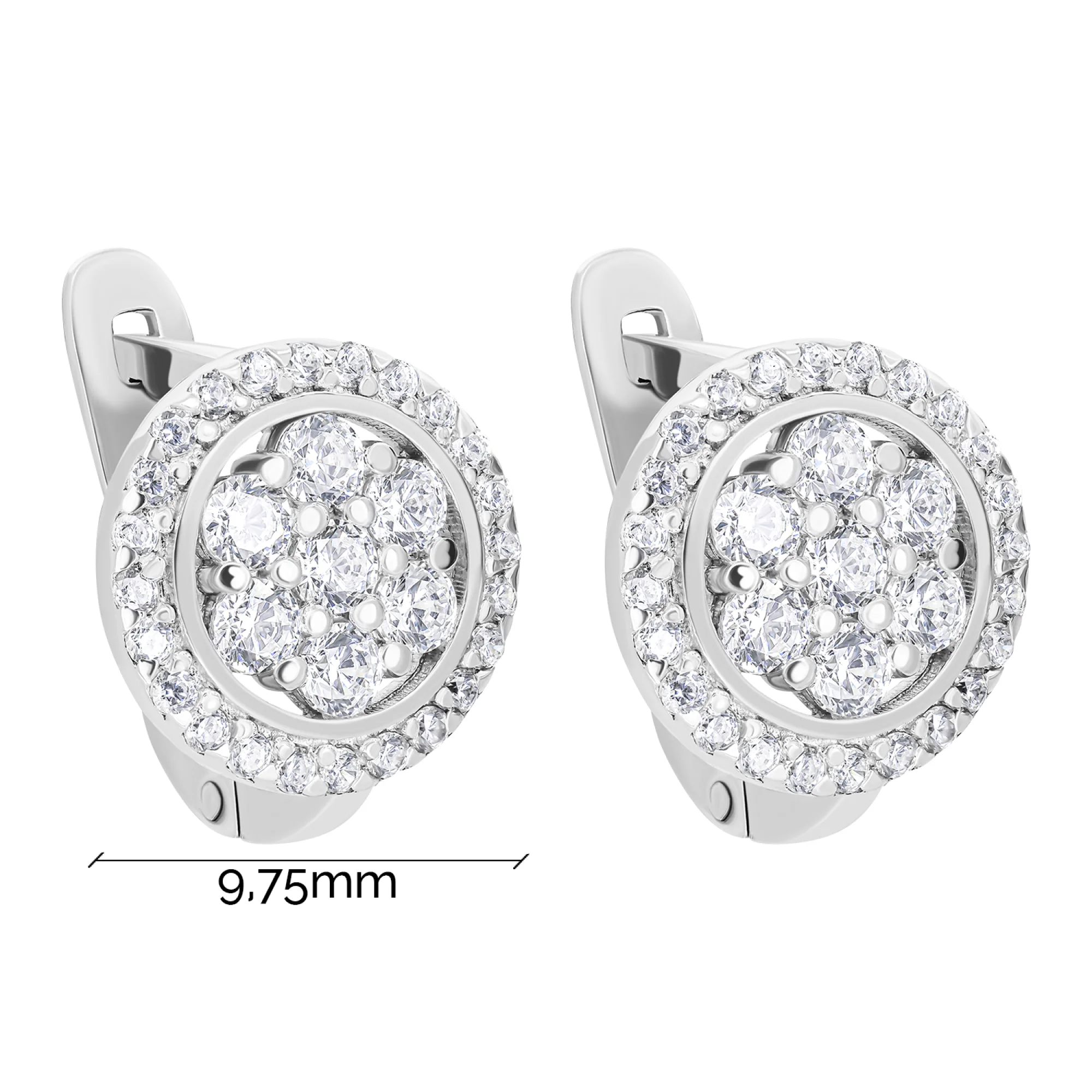 Серьги из серебра "Цветок" с фианитами - 1594185 - 3