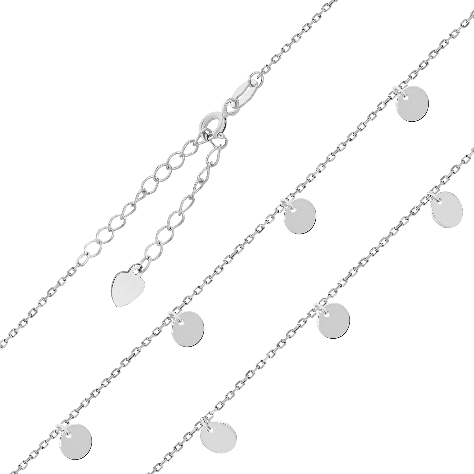 Колье из серебра с подвесами "Монетки" якорное плетение  - 1544948 – изображение 1