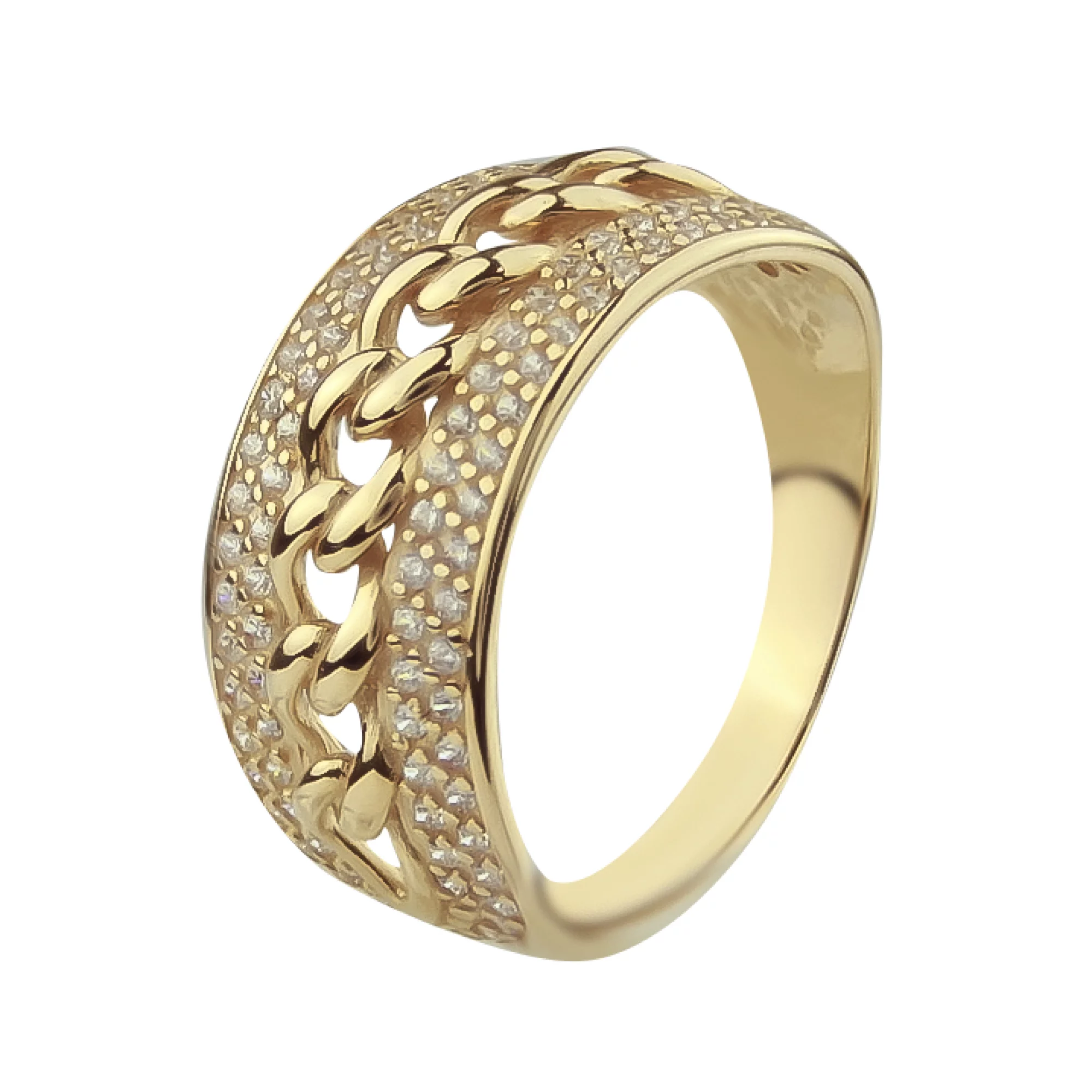 Золотое кольцо с фианитами Плетением - 495278 – изображение 1