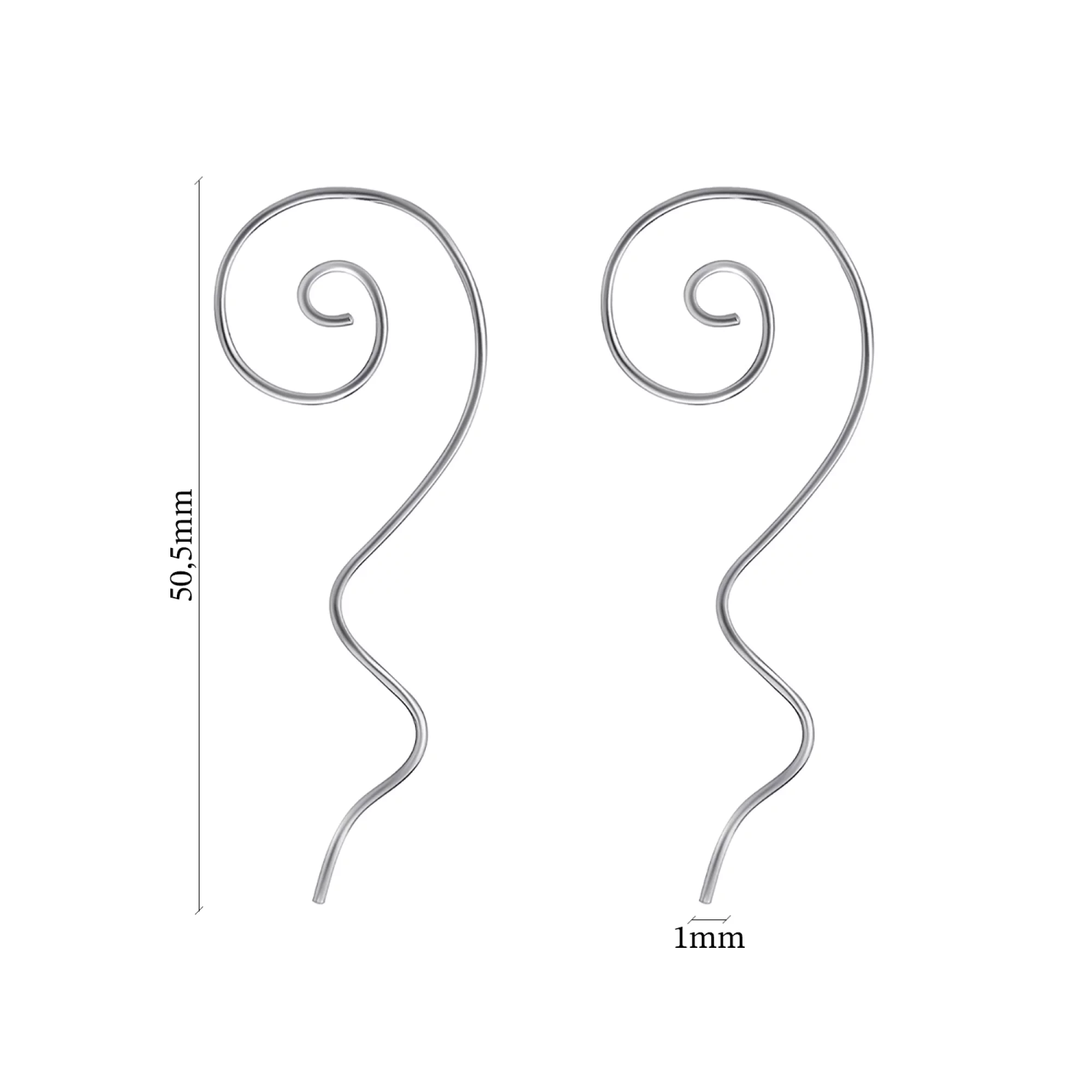 Серьги-протяжки из серебра "Спираль" - 1508503 – изображение 2