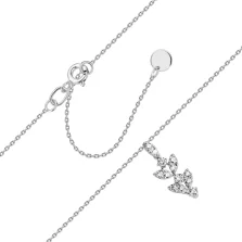 Стильний ланцюжок з підвісом "Листочок" у білому золоті з діамантами плетіння якірне - 1874066