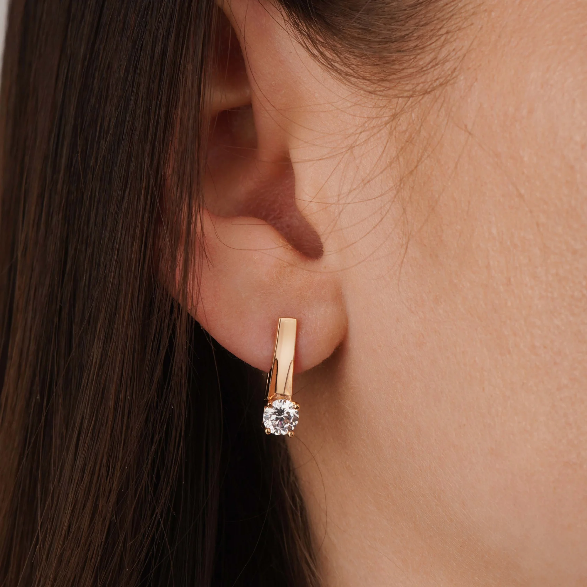 Сережки из красного золота с фианитом - 796981 - 1