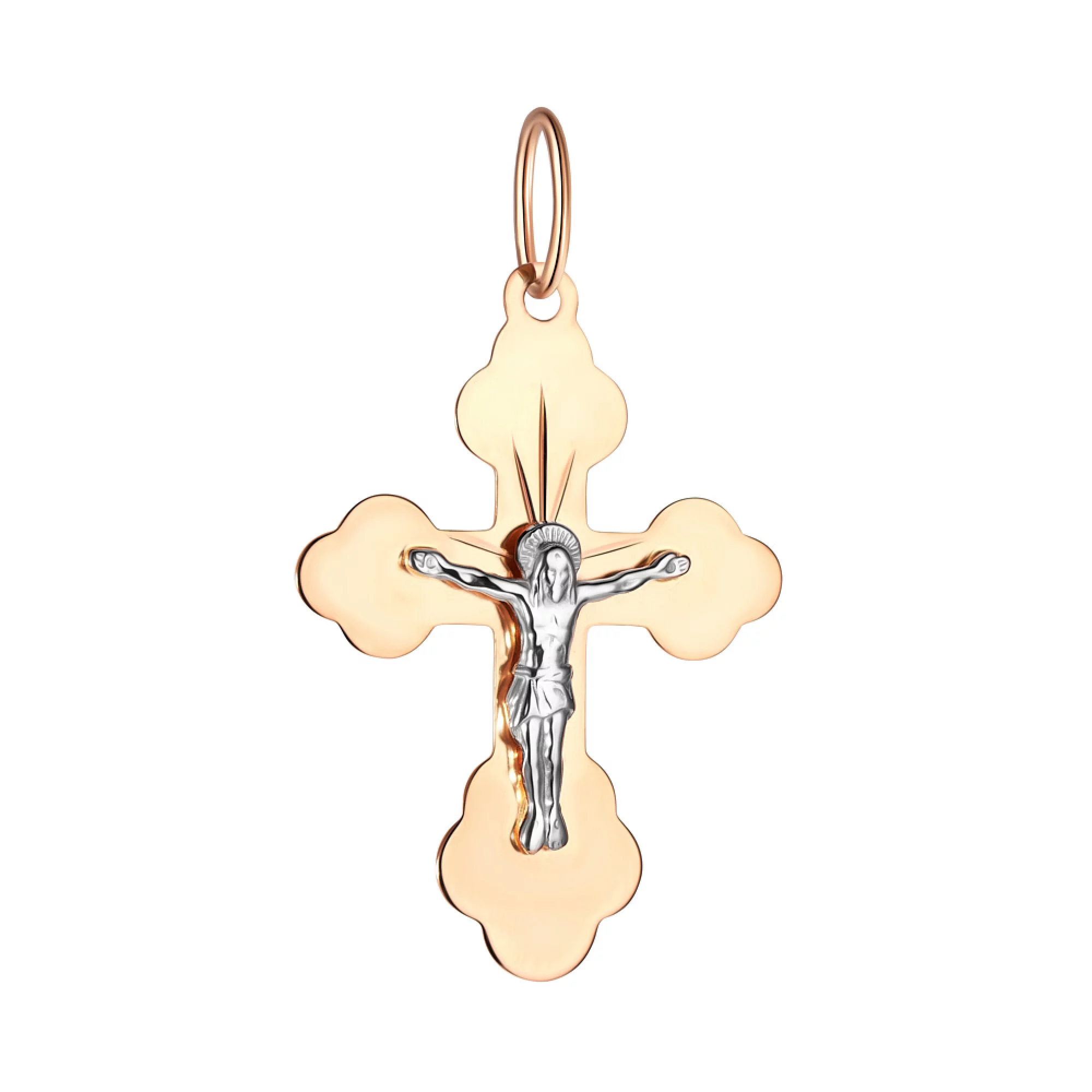 Крестик из комбинированого золота - 971392 – изображение 1