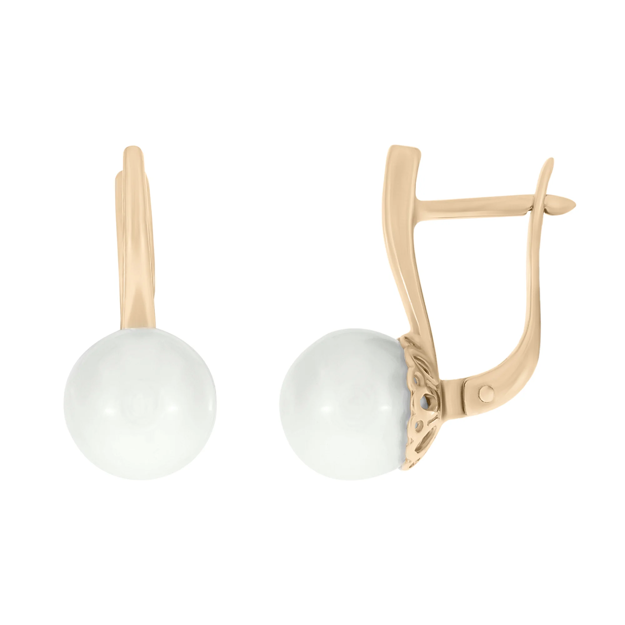 Сережки из красного золота с жемчугом - 637603 - 2