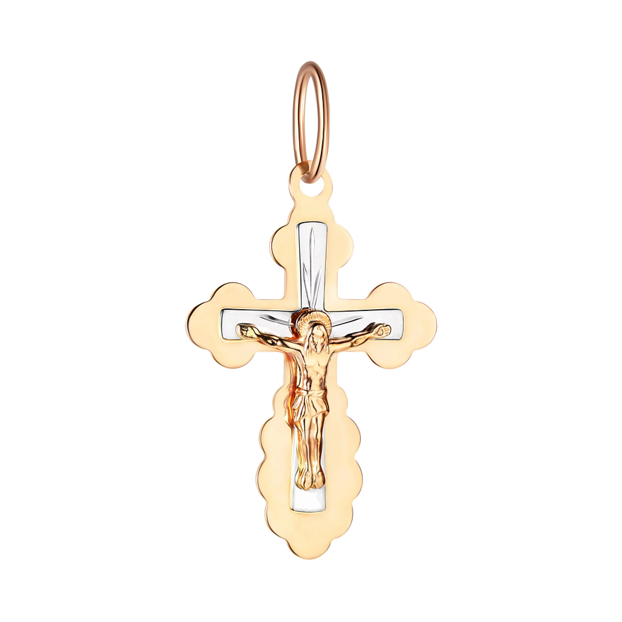 Крестик из комбинированого золота - 968723 – изображение 1