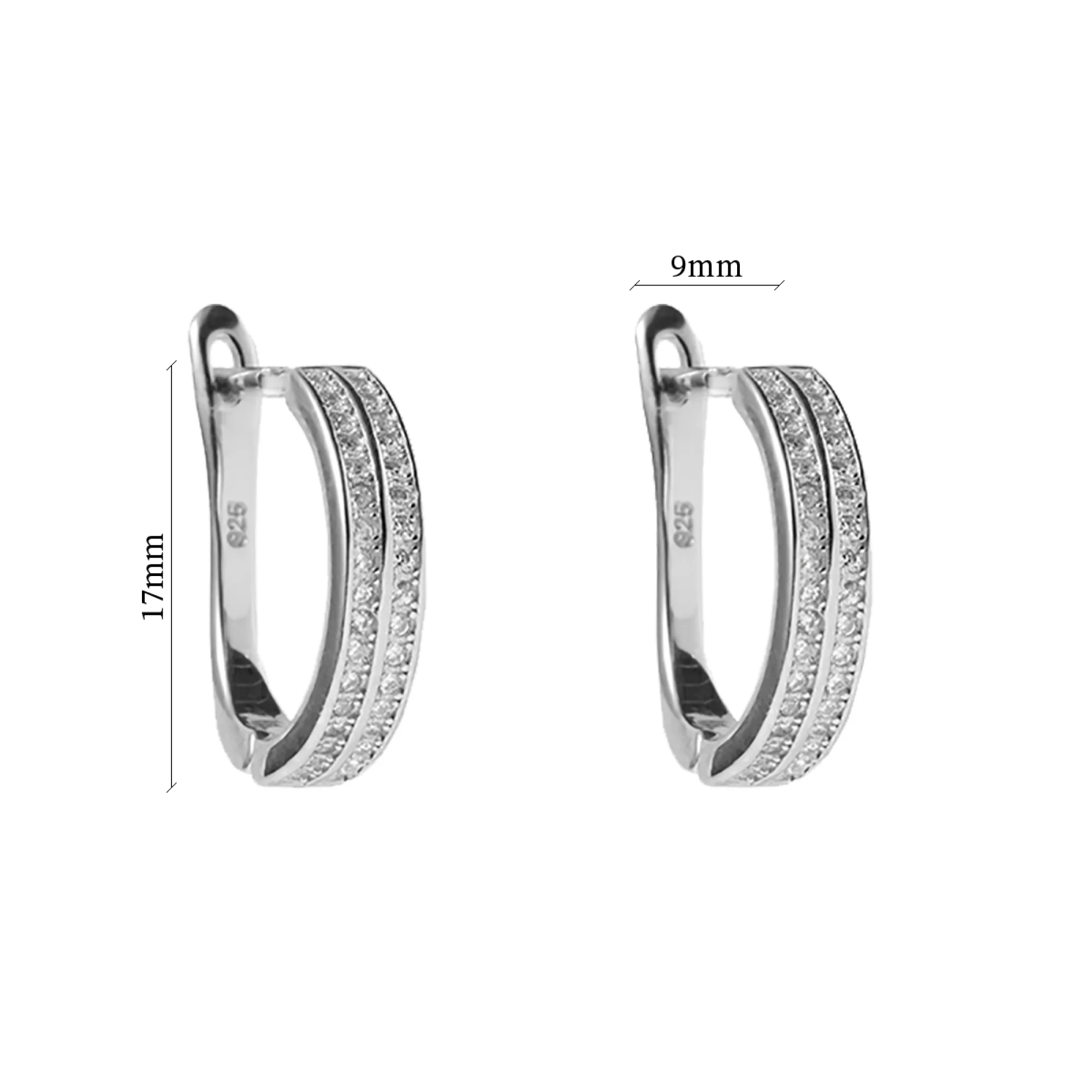 Сережки серебряные с циркониями - 375436 – изображение 2