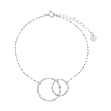 Браслет зі срібла "Два кільця" плетіння якір - 1760818