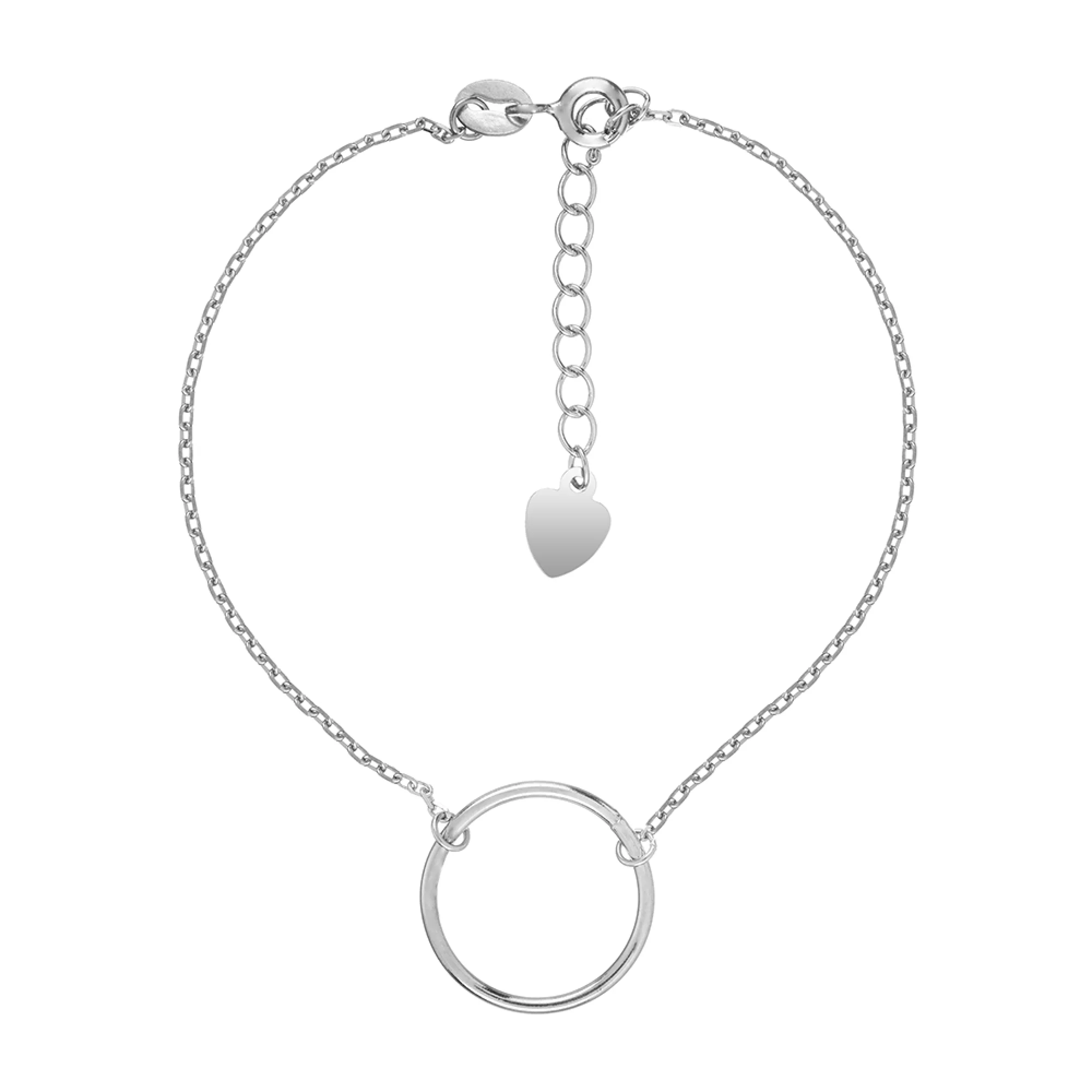 Срібний браслет "Кільце" з родіюванням плетіння якір - 1552980 – зображення 1